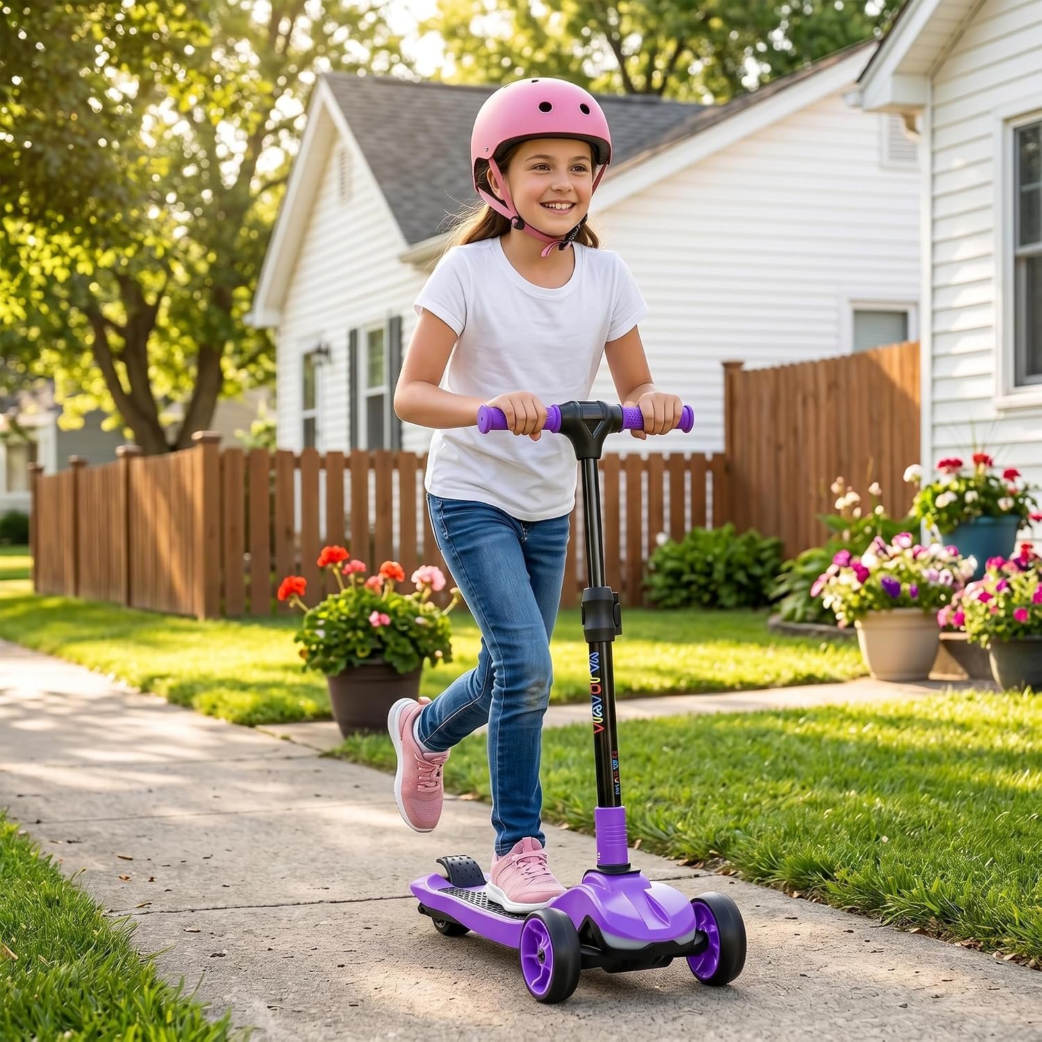 AIYAPLAY Electric Scooter for Kids, 3 Wheel Foldable Kids Scooter for Age 6-10 with 4 Levels Adjustable Height, LED Lights, Up to 6km/h, Maximum Range 8km, 4.8kg Lightweight for Boys and Girls - Image 8