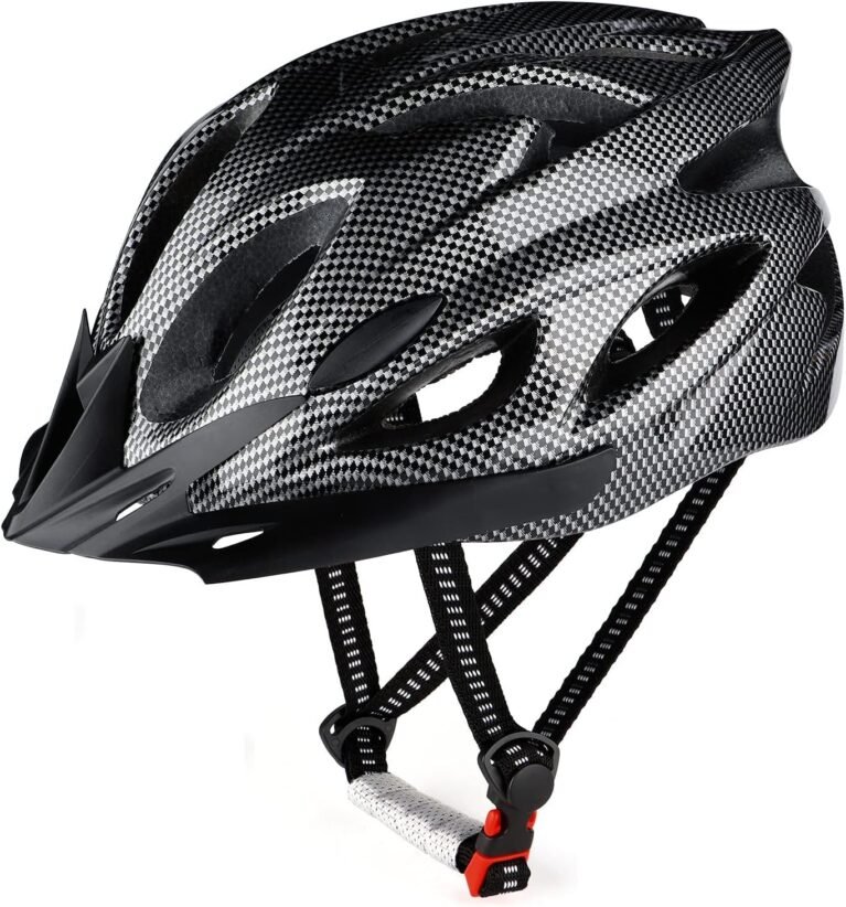 Cycle Helmet, Lightweight Bicycle Helmet, Adjustable Mountain & Road Bike Helmets for Adults, 18 Vents with Adjustable Strap & Detachable Visor for Mens Womens(Head Sizes58-62cm)