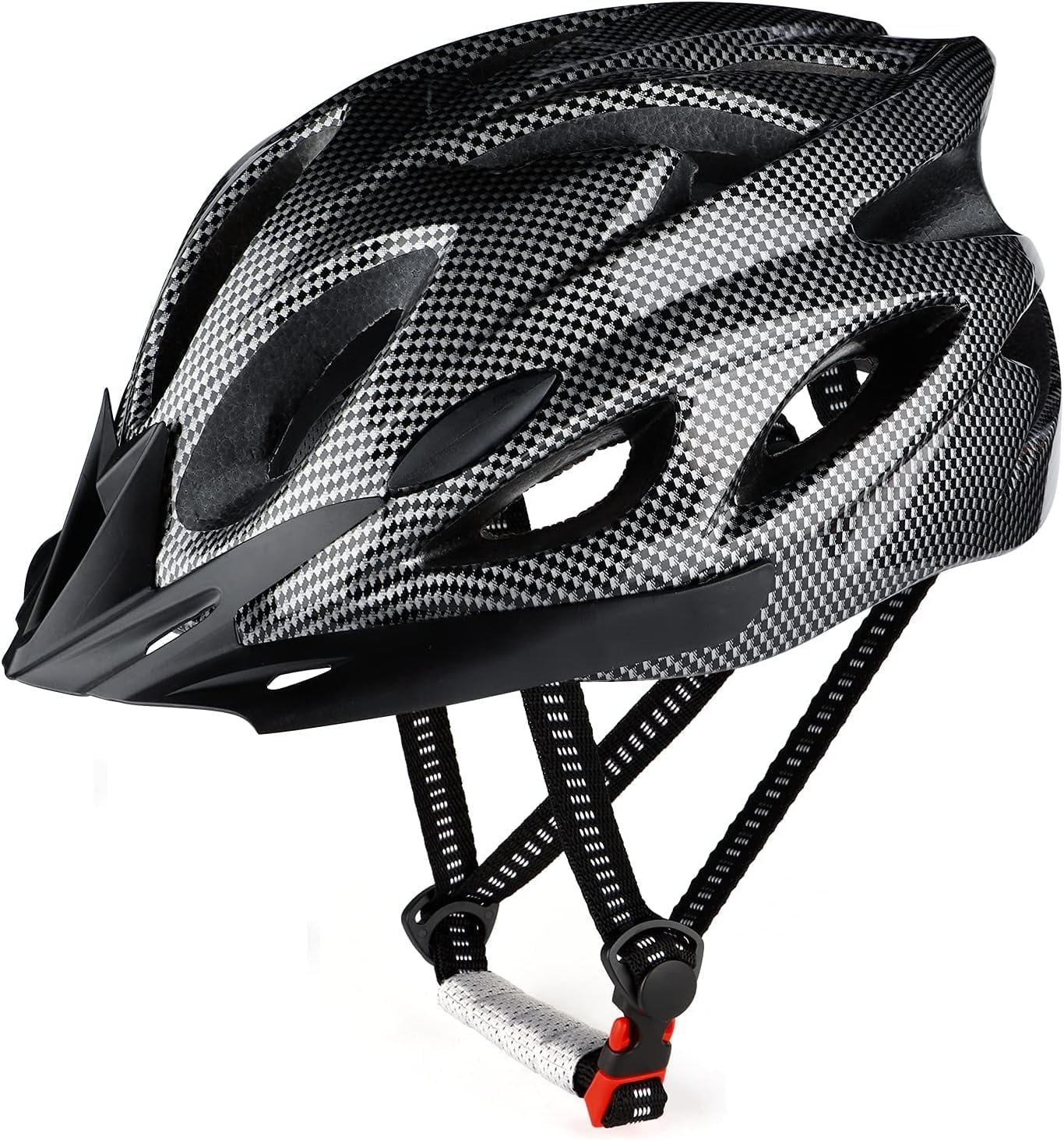 Cycle Helmet, Lightweight Bicycle Helmet, Adjustable Mountain & Road Bike Helmets for Adults, 18 Vents with Adjustable Strap & Detachable Visor for Mens Womens(Head Sizes58-62cm)