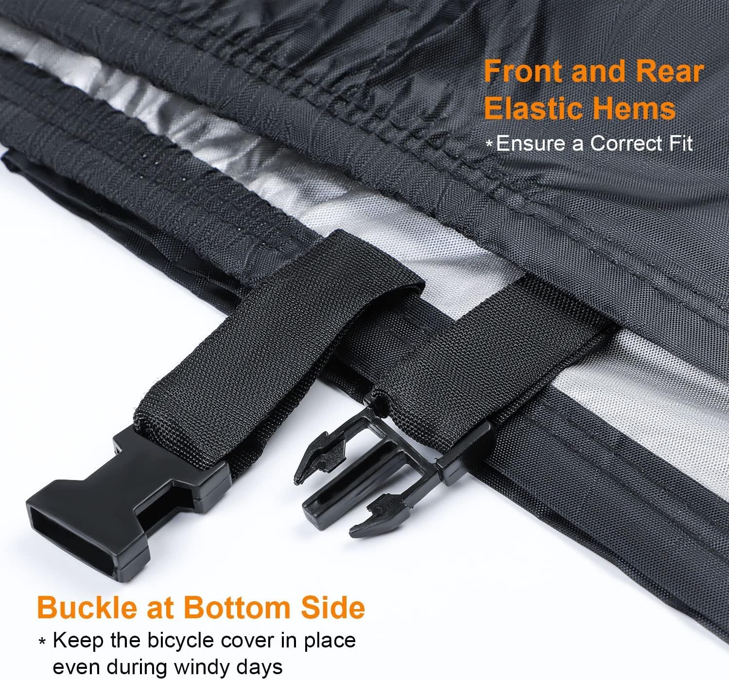 Bicycle Cover, Waterproof Outdoor Bicycle Cover 210D Oxford Polyester Black with UV Protection Rain Snow Dust for Road Bike, Motorcycle, Scooter, MTB - Image 4