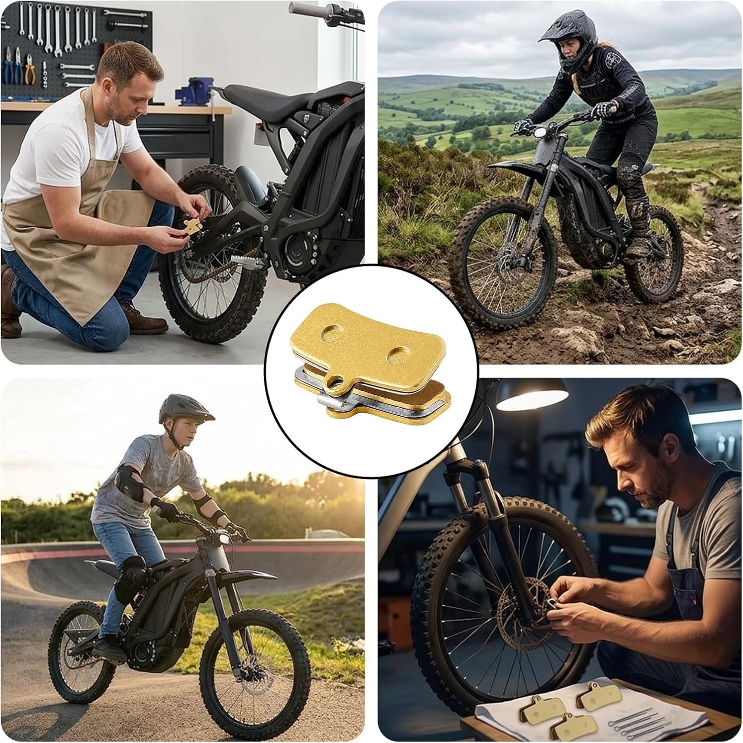 Electric Dirt Bike Brake Pads, High-Performance Braking System for Electric Motorbikes, Durable Replacement Parts for Off-Road Bikes, Set of 8 Pads in Yellow and Silver - Image 7