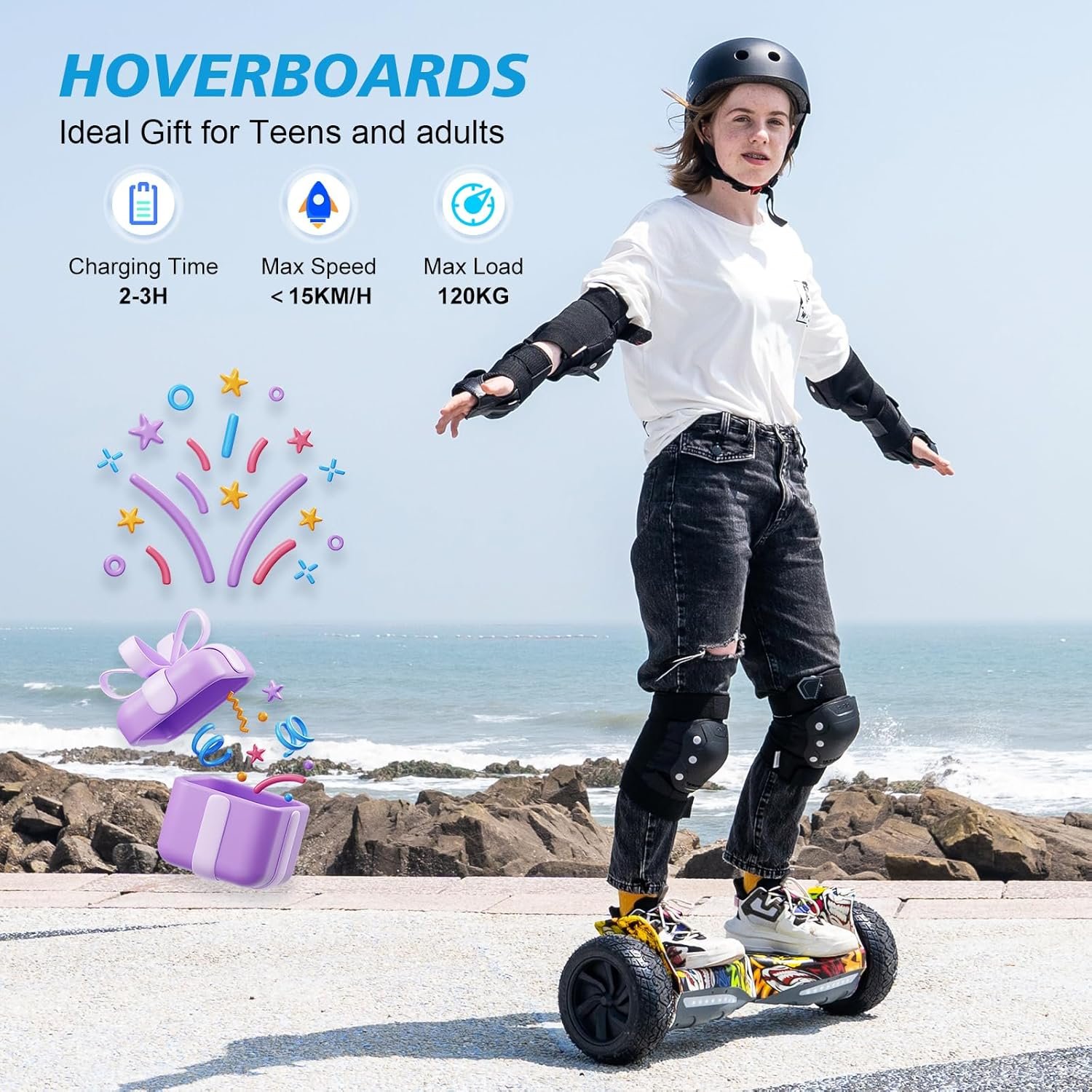 RCB Hoverboard 8.5" all terrain hoverboards, APP control function, integrated LED Bluetooth with powerful motor, electric skateboard self balance scooter, gift for Kids and Adults - Image 6