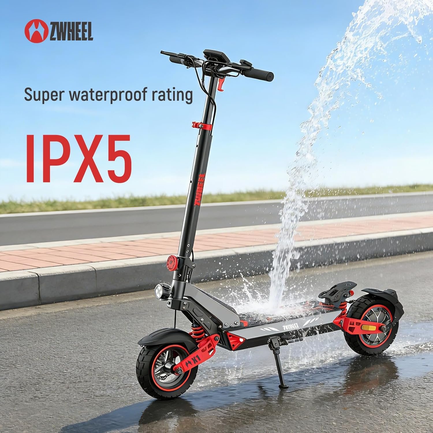 Electric Scooter Adult with 34 Miles Range, 10" Tubeless Off-Road Tyres, 720Wh lithium battery, Dual Suspension & Full LED Turn Signals Foldable Electric Scooter - Image 9