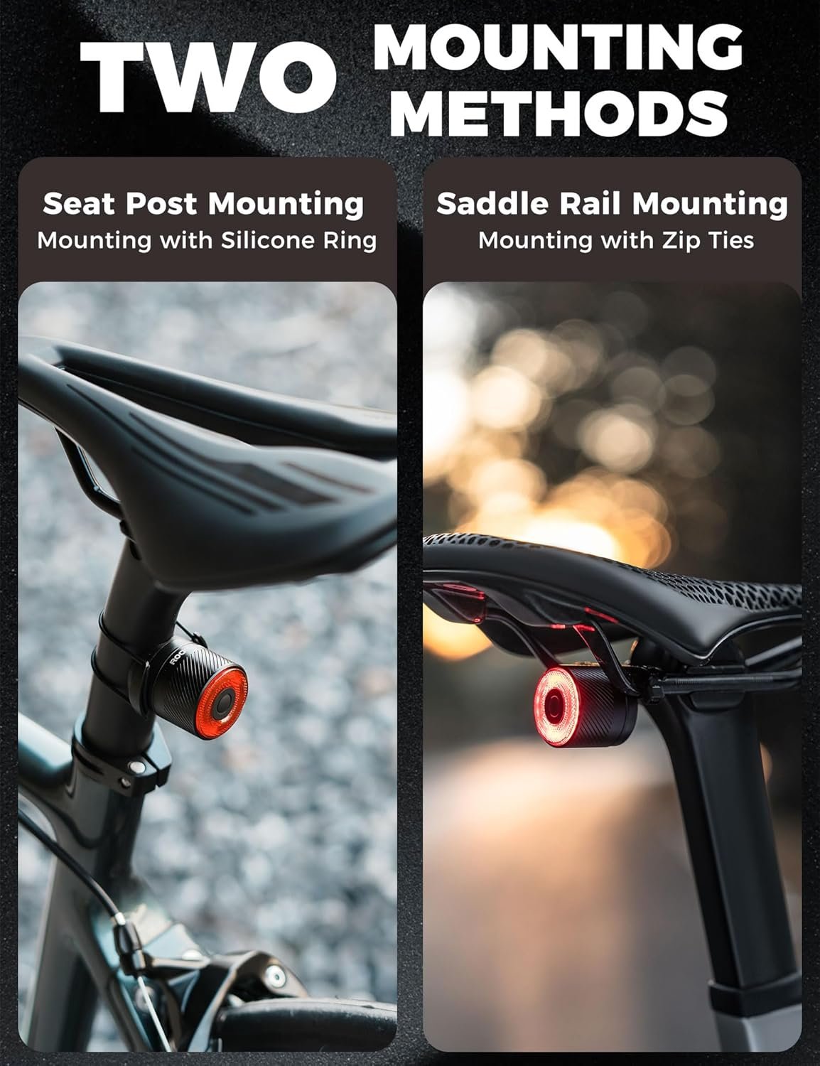 ROCKBROS Bike Tail Light Rear Rechargeable Bicycle Taillight Ultra Bright Bike Back LED Smart with 4 Modes IPX6 Waterproof for Safety, Warning, MTB, All Bikes Night Safety - Image 8