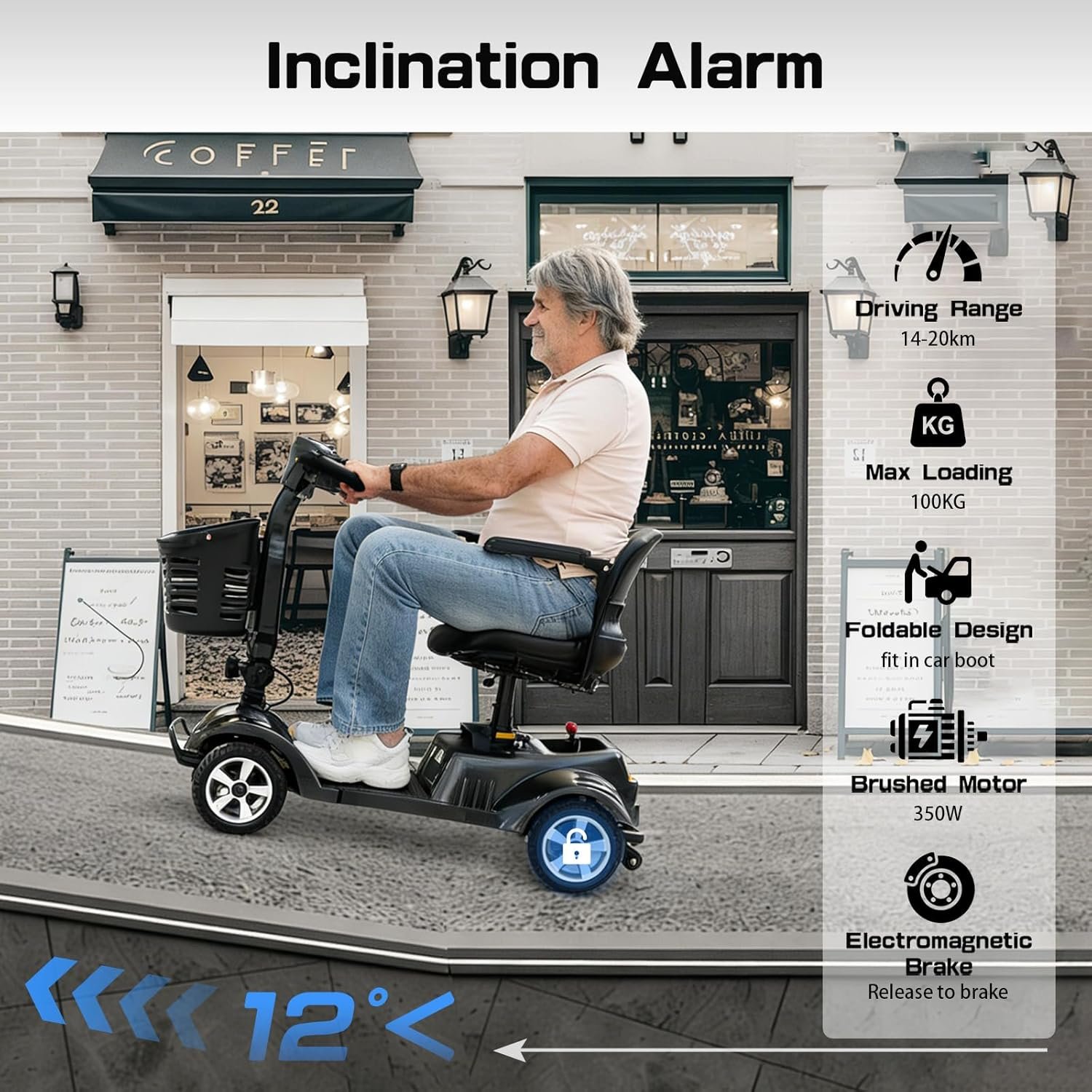 Z02 Mobility Scooters for Adults Electric Mobility Folding Scooter,Lightweight,Removable 12Ah Battery,20km Range,360° Swivel Seat, LED Headlight,Detachable Basket,Ideal for Seniors Shopping and Travel - Image 7
