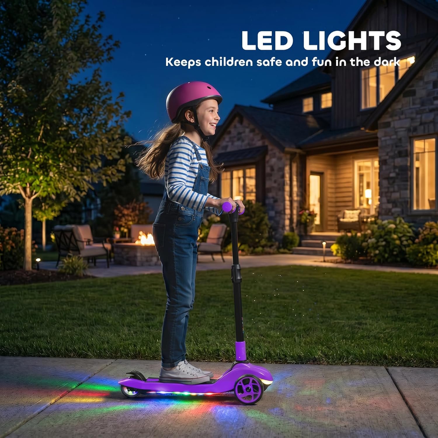 AIYAPLAY Electric Scooter for Kids, 3 Wheel Foldable Kids Scooter for Age 6-10 with 4 Levels Adjustable Height, LED Lights, Up to 6km/h, Maximum Range 8km, 4.8kg Lightweight for Boys and Girls - Image 4