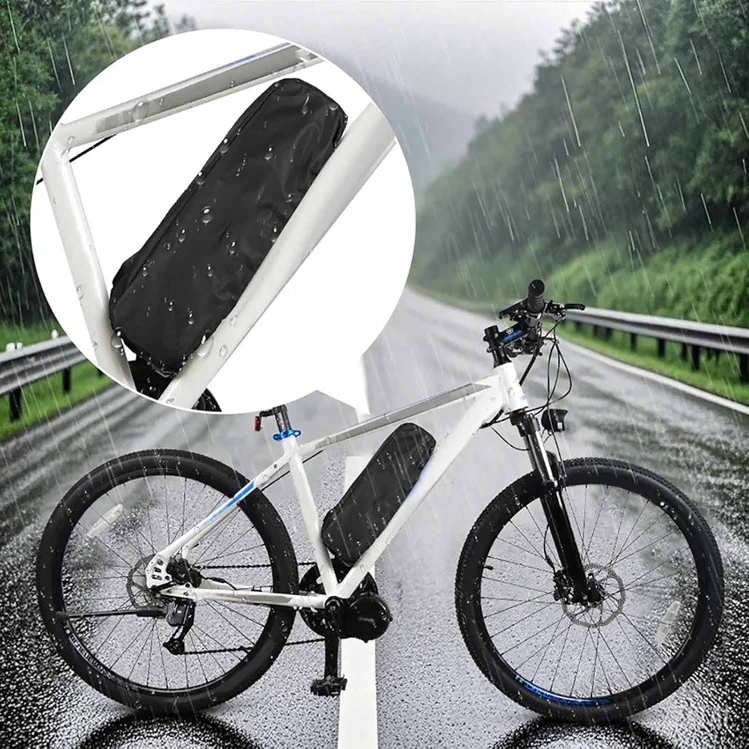 2pcs Waterproof E-Bike Battery Cover - 48x19x24 cm Dust-proof Bike Frame Bag-Universal Fit 420D Oxford Fabric and seat covers Accessories Electric Bicycle Battery Protective Cover for Outdoor Riding - Image 5