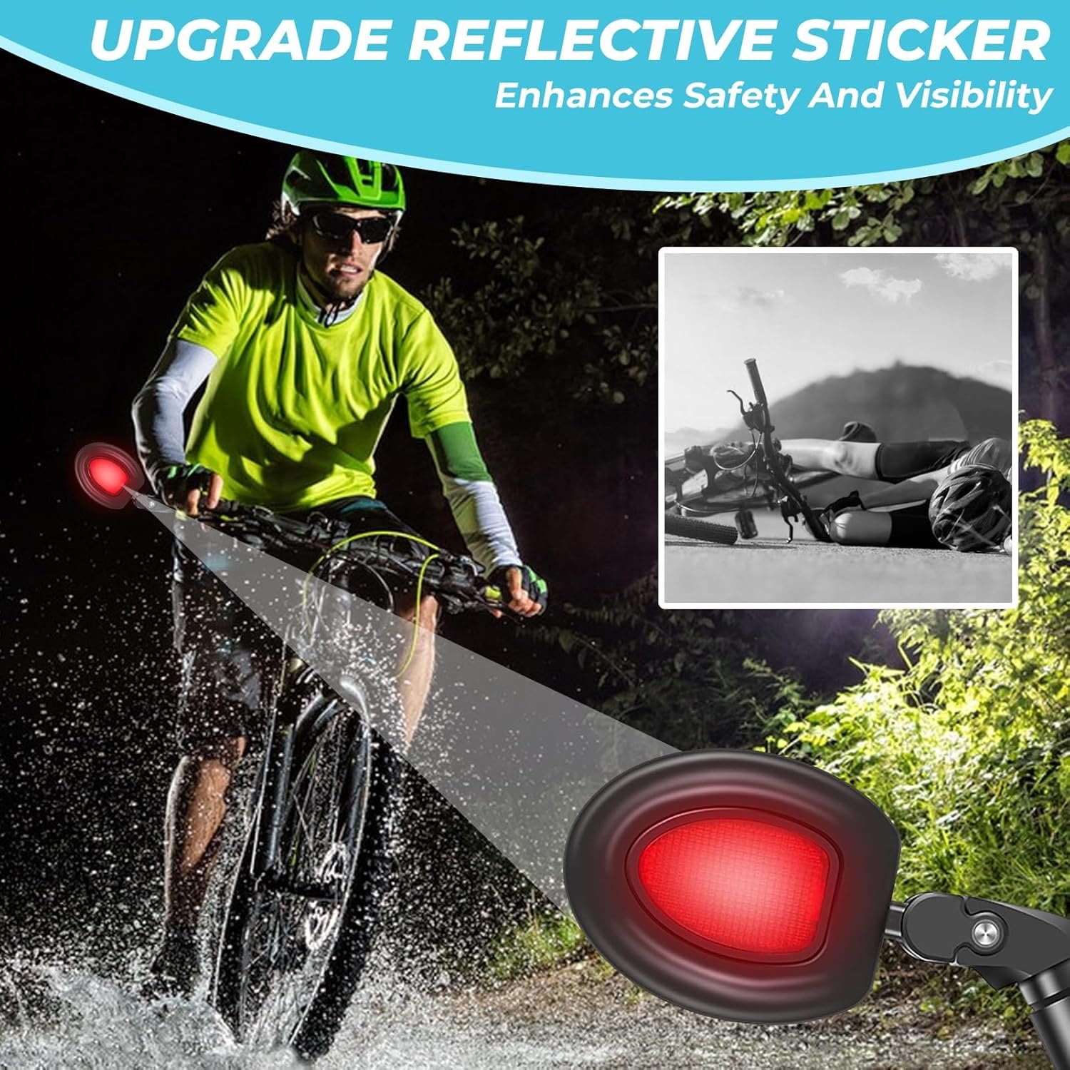 Bike Mirrors, 360 Degree Adjustable Bar End Rear View Mirror with Reflective Sticker, HD Glass Convex Lens, Fits 17.4-22mm Handlebar for Electric Bicycle, MTB, Road Bike, Scooter - Image 6