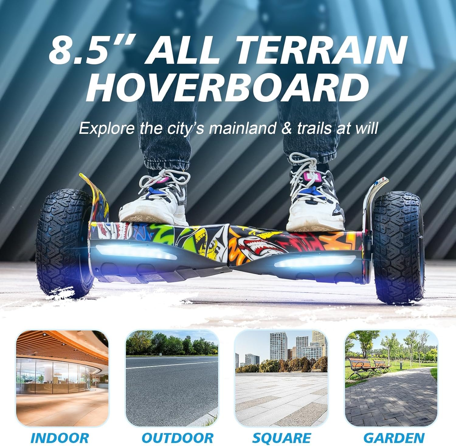 RCB Hoverboard 8.5" all terrain hoverboards, APP control function, integrated LED Bluetooth with powerful motor, electric skateboard self balance scooter, gift for Kids and Adults - Image 7