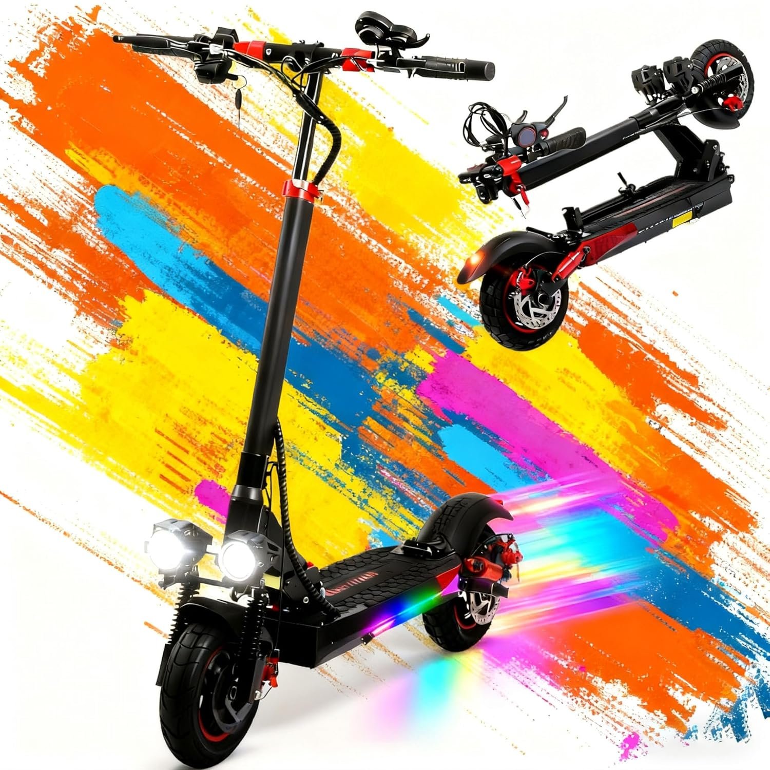 Electric Scooters Adult, 48V 15Ah Battery, 50-55 Km Range, 10 Inch Foldable E-Scooter, Dual Braking System, LCD Display, IP54 Water Resistance, Fast Electric Scooter, Birthday Gift