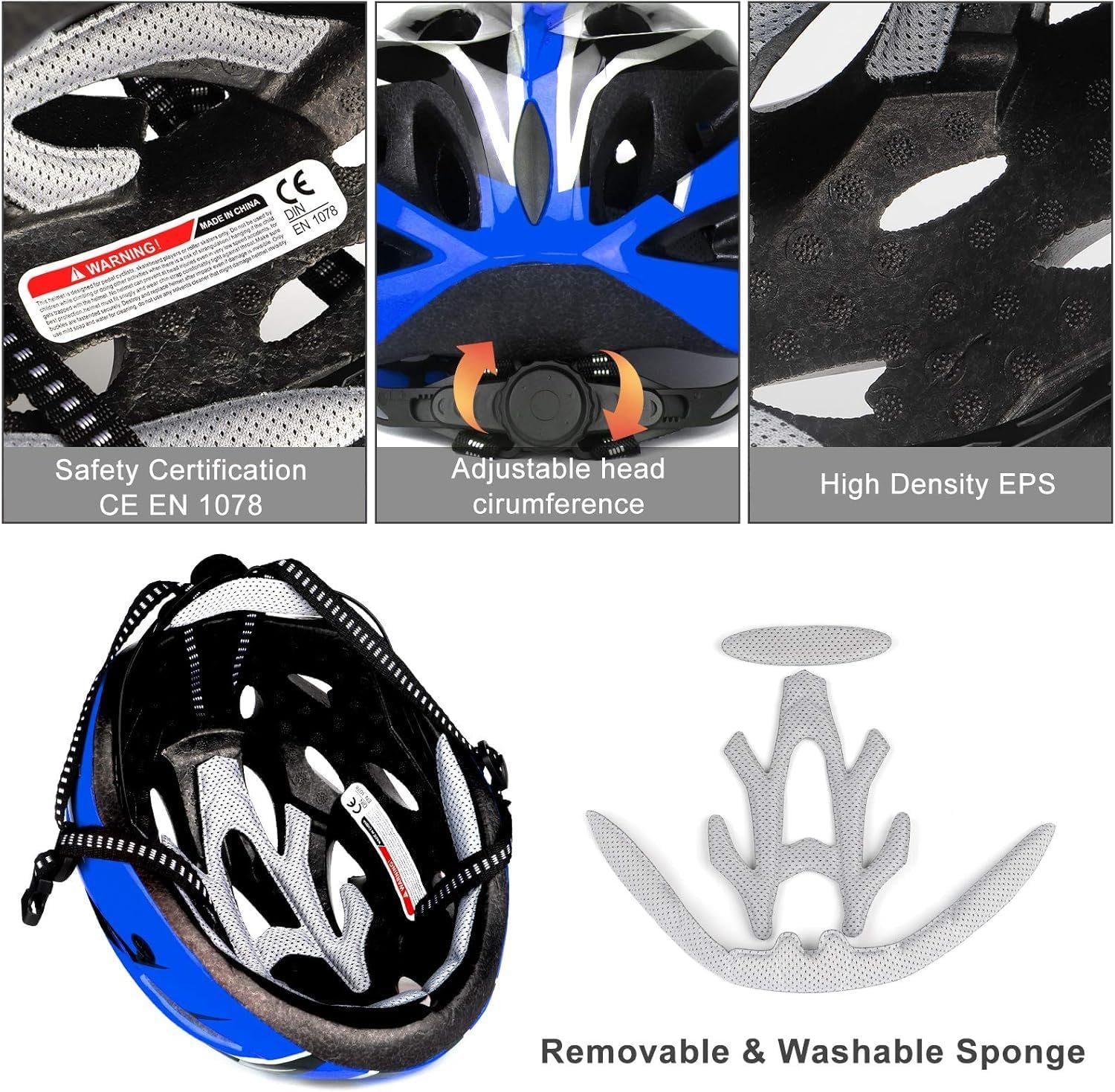 Cycle Helmet, Lightweight Bicycle Helmet, Adjustable Mountain & Road Bike Helmets for Adults, 18 Vents with Adjustable Strap & Detachable Visor for Mens Womens(Head Sizes58-62cm) - Image 3