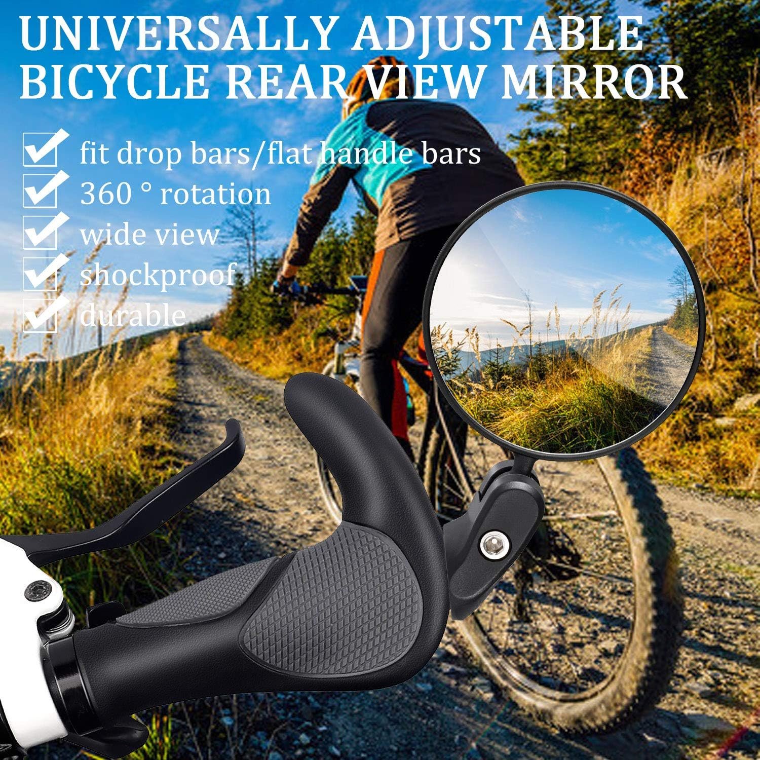 1pcs Bike Mirror for Handlebars, 360° Rotatable Bicycle Rear View Mirror, Wide Angle Convex Bike Mirror, Secure Bar End Mirror for Road Bike & Daily Commuting - Image 5