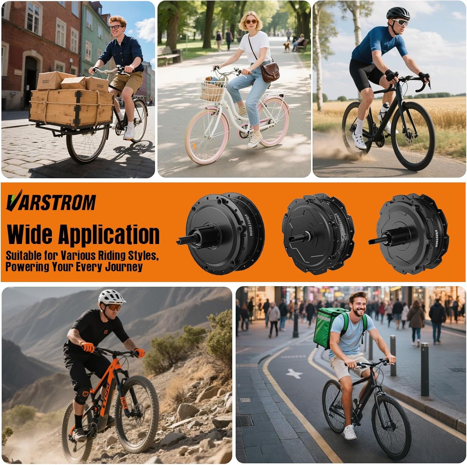 48V Electric Bike Conversion Kit - 20" 26" 27.5" 28" 29" 700C Front & Rear Wheel Hub Motor 125EVH 125XVH Ebike Conversion Kit with Battery and Display - Geared Brushless Motor for Cassette - Image 9