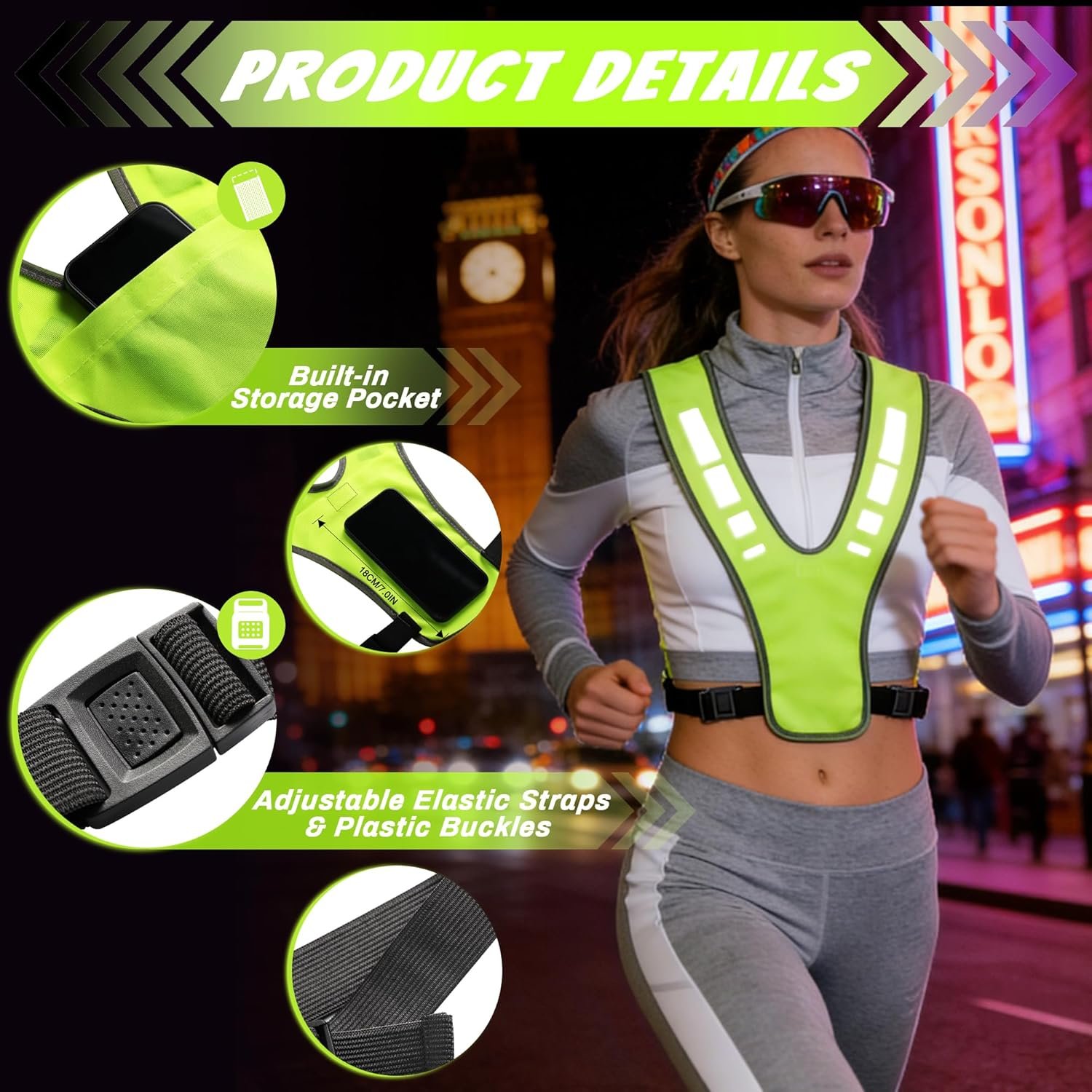 Uncle Paul Reflective Gears - Safety Vest High Visibility for Running Cycling Dog Walking Sports with Pocket for Adults Kids - Image 4