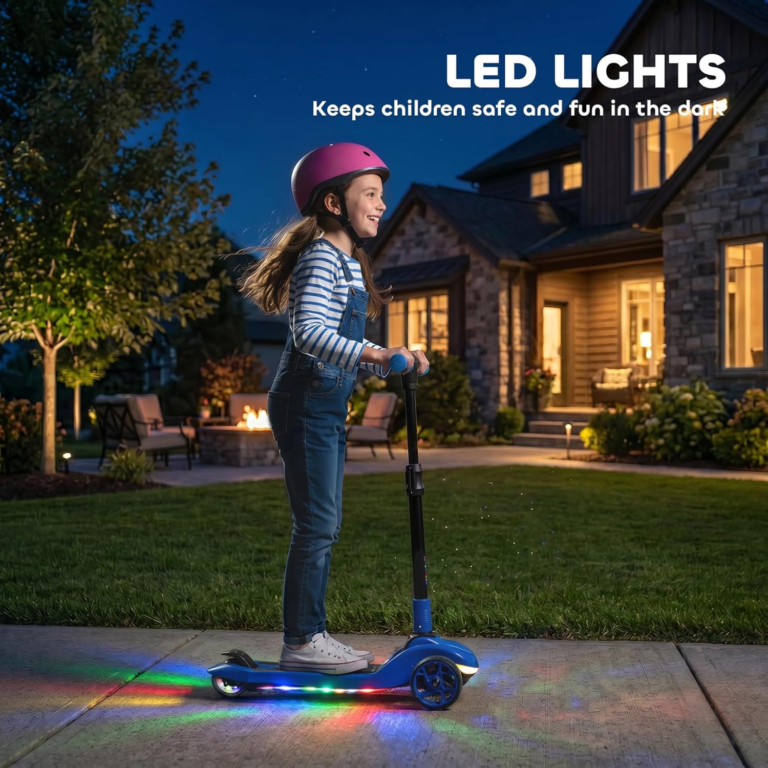 AIYAPLAY Electric Scooter for Kids, 3 Wheel Foldable Kids Scooter for Age 6-10 with 4 Levels Adjustable Height, LED Lights, Up to 6km/h, Maximum Range 8km, 4.8kg Lightweight for Boys and Girls - Image 4
