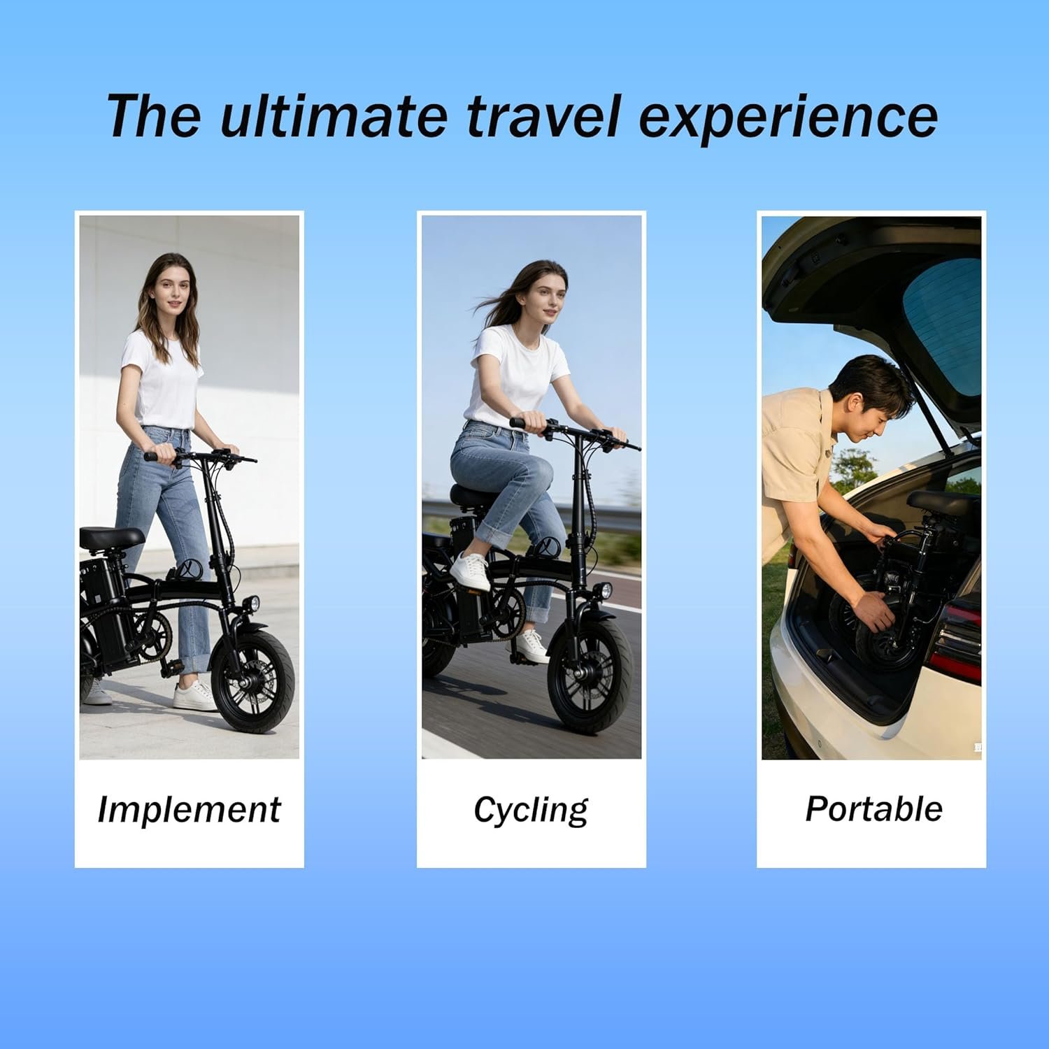 16" Folding Electric Bike, 250W Motor, 48V 15Ah Battery, 25KM Range, Height Adjustable, Commuter City Electric Bicycle with Removable Battery & Front Basket, E-Bike for Adults and Teens - Image 3