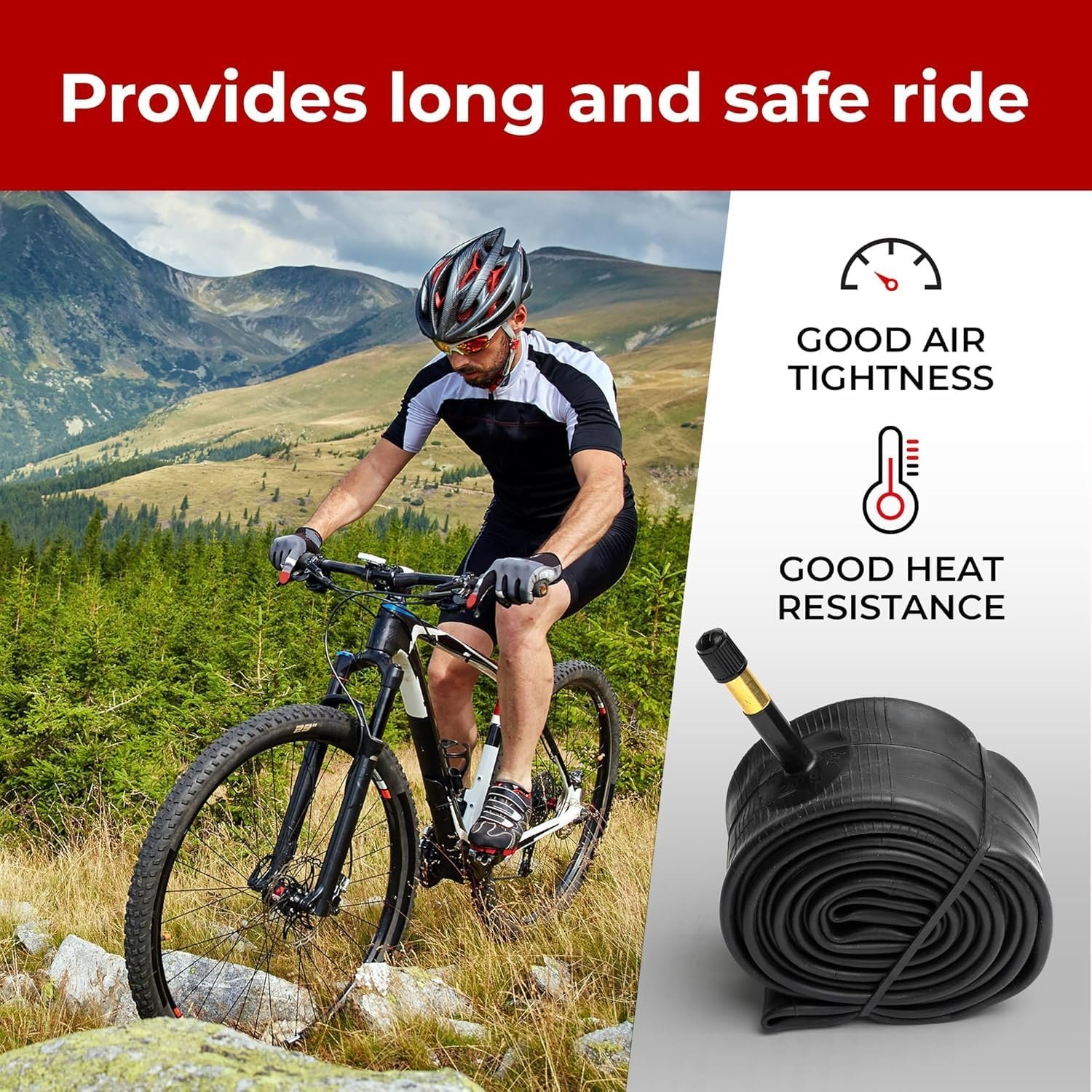 Fincci Pair Bike Inner Tube 26 x 1.75 x 1.95 x 2.0 x 2.125 with 48 mm Schrader/Presta Valve - Inner Tubes 26 inch, 2PCS 26" 47/57-559 Bike Tyre Tube for MTB, Mountain, Road, Hybrid & Electric Bike - Image 5