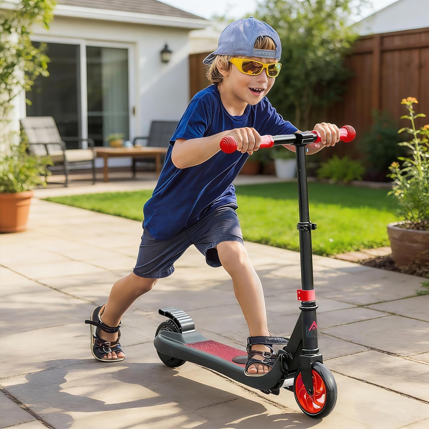 HOMCOM Electric Scooter for Kids, Foldable Electric Scooter for Age 6+, with Adjustable Height, Rear Brake, Up to 8 KM/H, Maximum Range 6 KM, 5kg Lightweight - Image 2