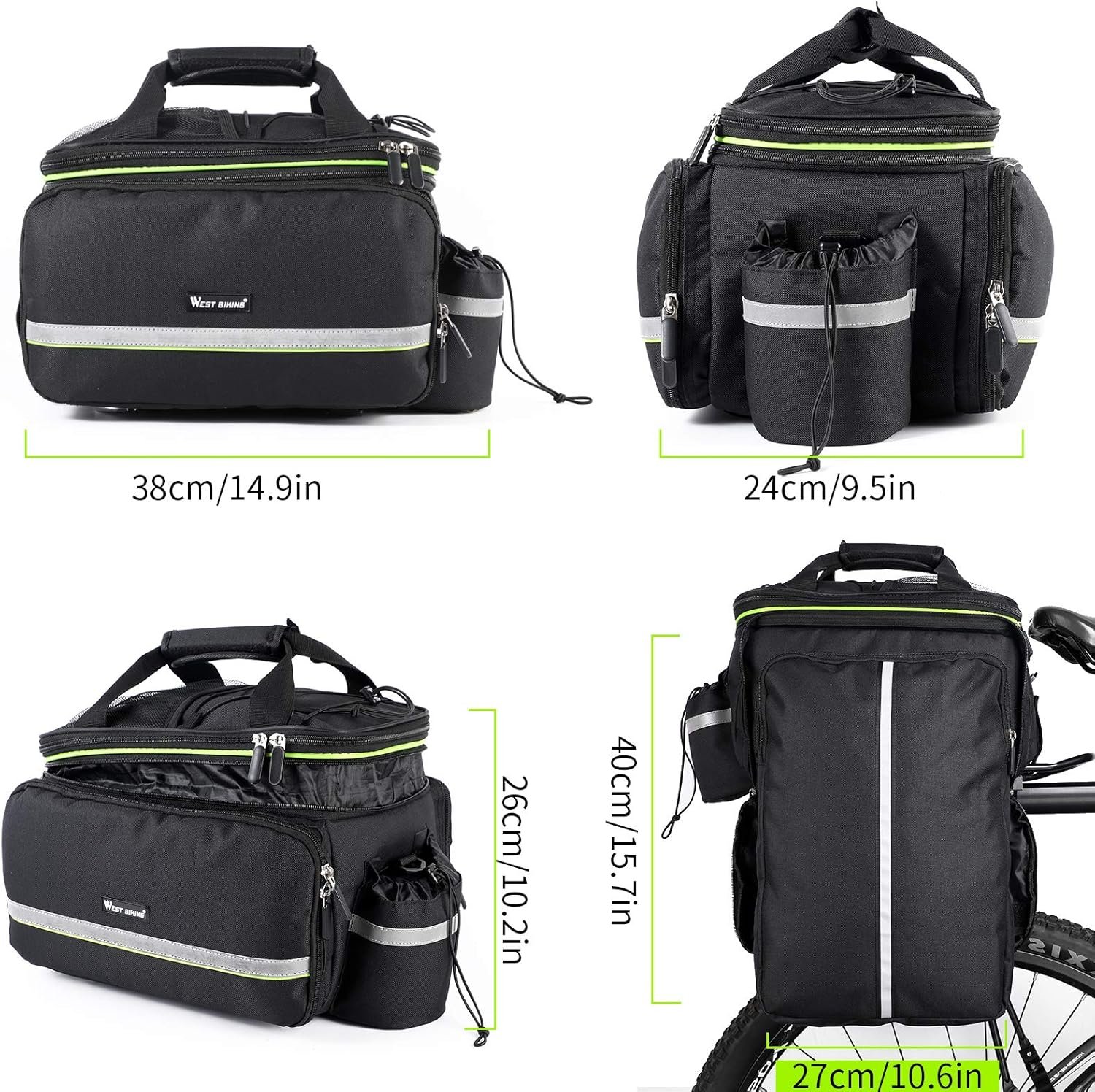 35L Bike Storage Bag Double Side Pannier Bags,Waterproof Cargo Rack Pack Saddle Bag Shoulder Bags with Rain Cover for Riding ,Multi-function Bicycle Rear Seat Trunk Panniers Pouch Cycling Accessories - Image 5