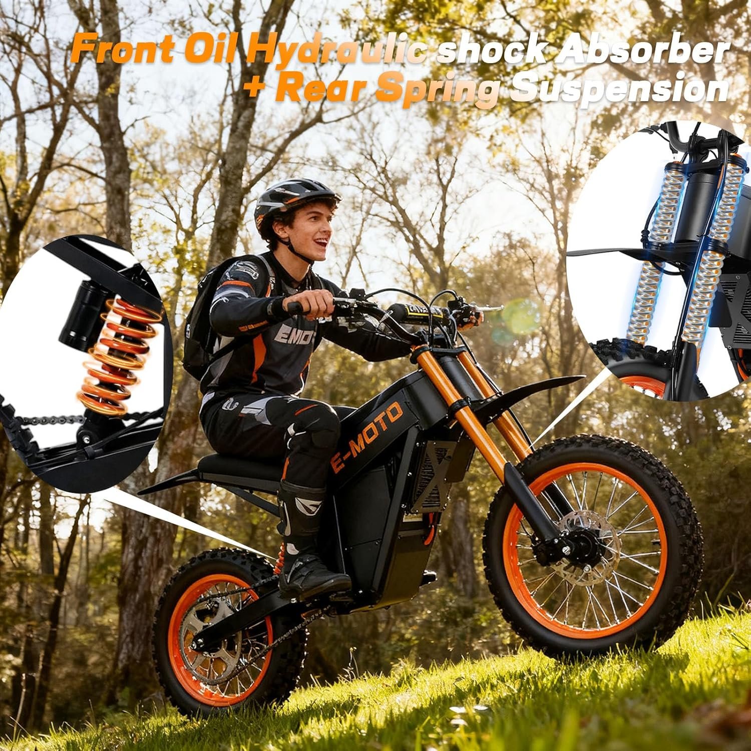 Electric Bike Adults Teens - 14"/12" 20*4"Fat Off road Dirt Bike, 48V 18Ah/20.8Ah Battery 45KM/60KM Long Rang Electric Bikes,Hydraulic Suspension & Brake Ebike,3 Riding Modes Electric-Dirt-Bike - Image 4