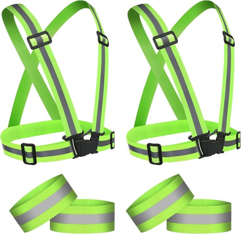 URAQT Reflective Vest Running Gear High Visibility Reflective 2 Wristbands, Adjustable Running Vest Safety Reflective Gear Night Walking Accessories for Cycling Running Men Women Kids Children