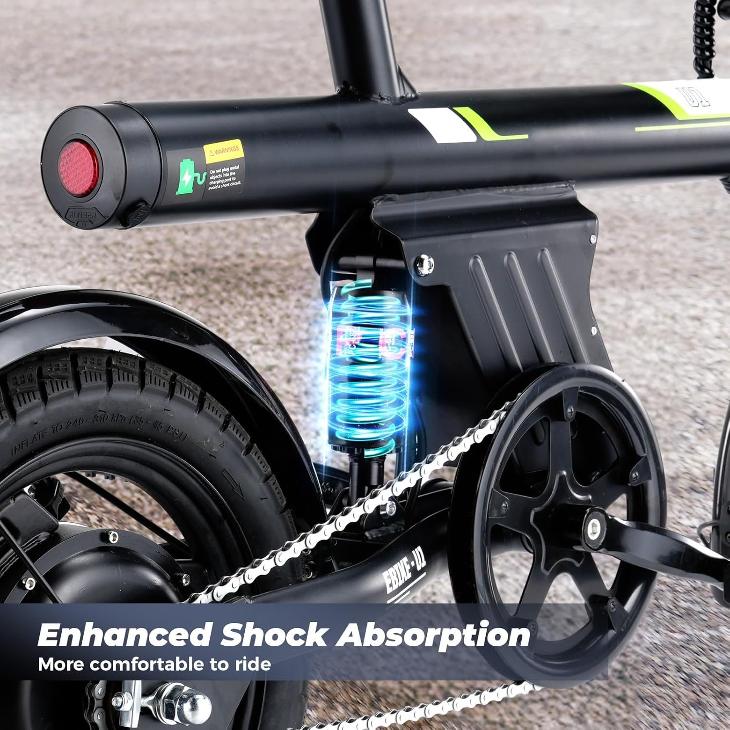 Finbike U1 Electric Bike for Adult/Teens,14" Folding Electric Bicycle with LCD Display,25KM/H & 40KM Range,4H Fast Charge,4 Riding Modes,Rear Shock Absorber,120KG Capacity,Compact Foldable Ebike - Image 5