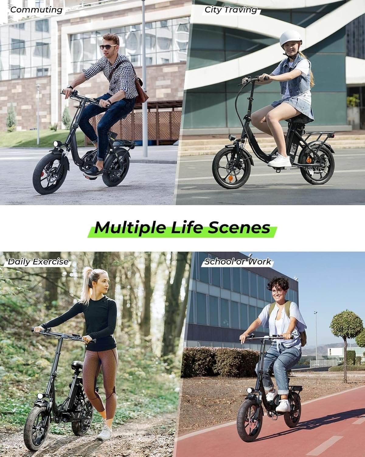 Finbike U4 Electric Bike, 16" Portable Electric Bicycle with Removable Battery, 60KM Max Range, 3 Riding Modes, Front Shock Absorber, Foldable E-bike for Adults/Teens - Image 9