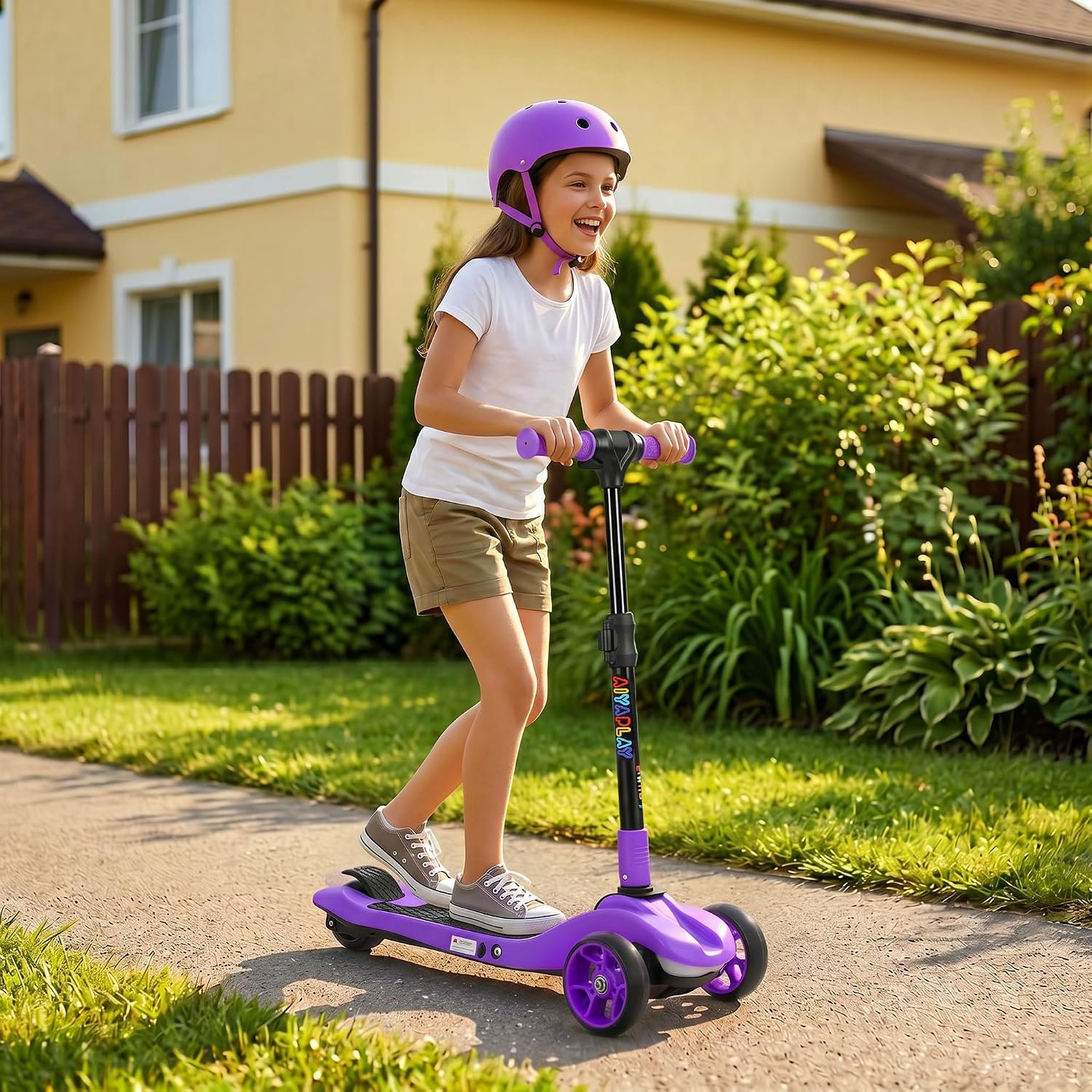 AIYAPLAY Electric Scooter for Kids, 3 Wheel Foldable Kids Scooter for Age 6-10 with 4 Levels Adjustable Height, LED Lights, Up to 6km/h, Maximum Range 8km, 4.8kg Lightweight for Boys and Girls - Image 9