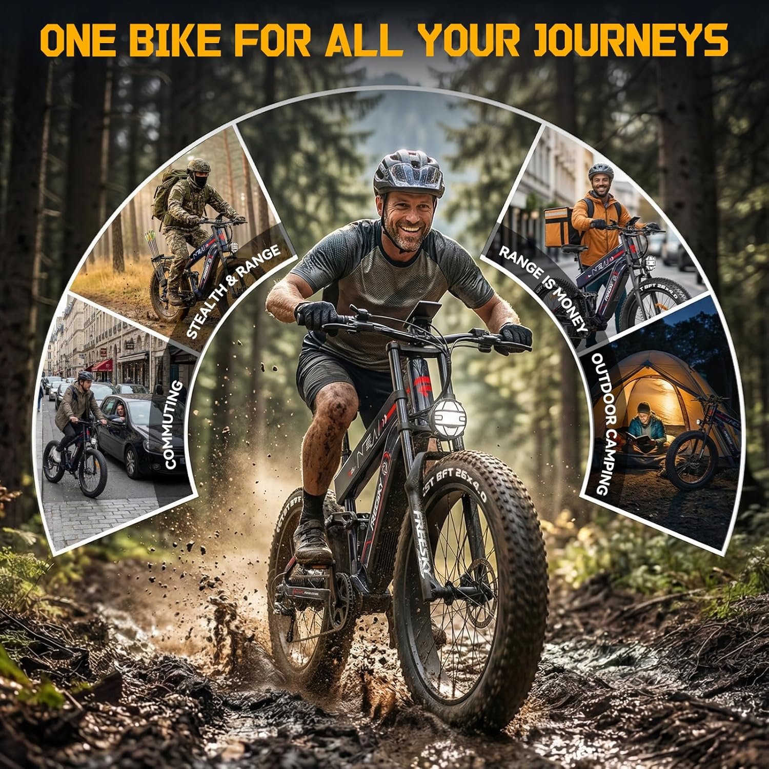 FREESKY 2026 Alaska Pro Dual Battery Electric Bike for Adults, 48V 45AH 200 Miles Long Range Dirt E Bike, 26" Fat Tire Fast Mountain EBike, Full Suspension & Hydraulic Brakes UL 2849 Certified by TÜV - Image 5
