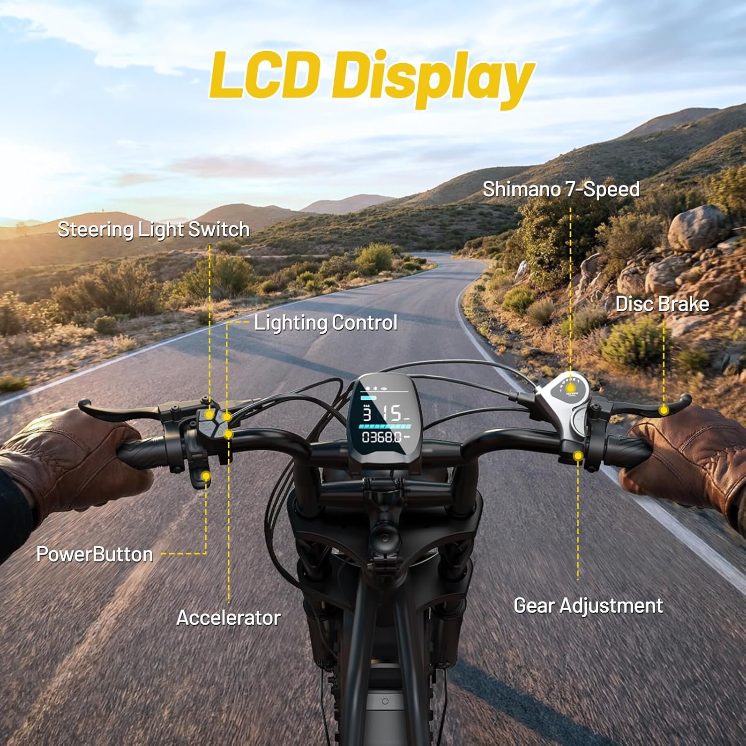 TST Electric Bike for Adult,Ebike with 48V/15AH Removable Battery, Electric Bike with Multiple Performance Modes,20" x4.0 All-Terrain Tires, Fat Tire Ebike Hydraulic Suspension 7-Speed - Image 5