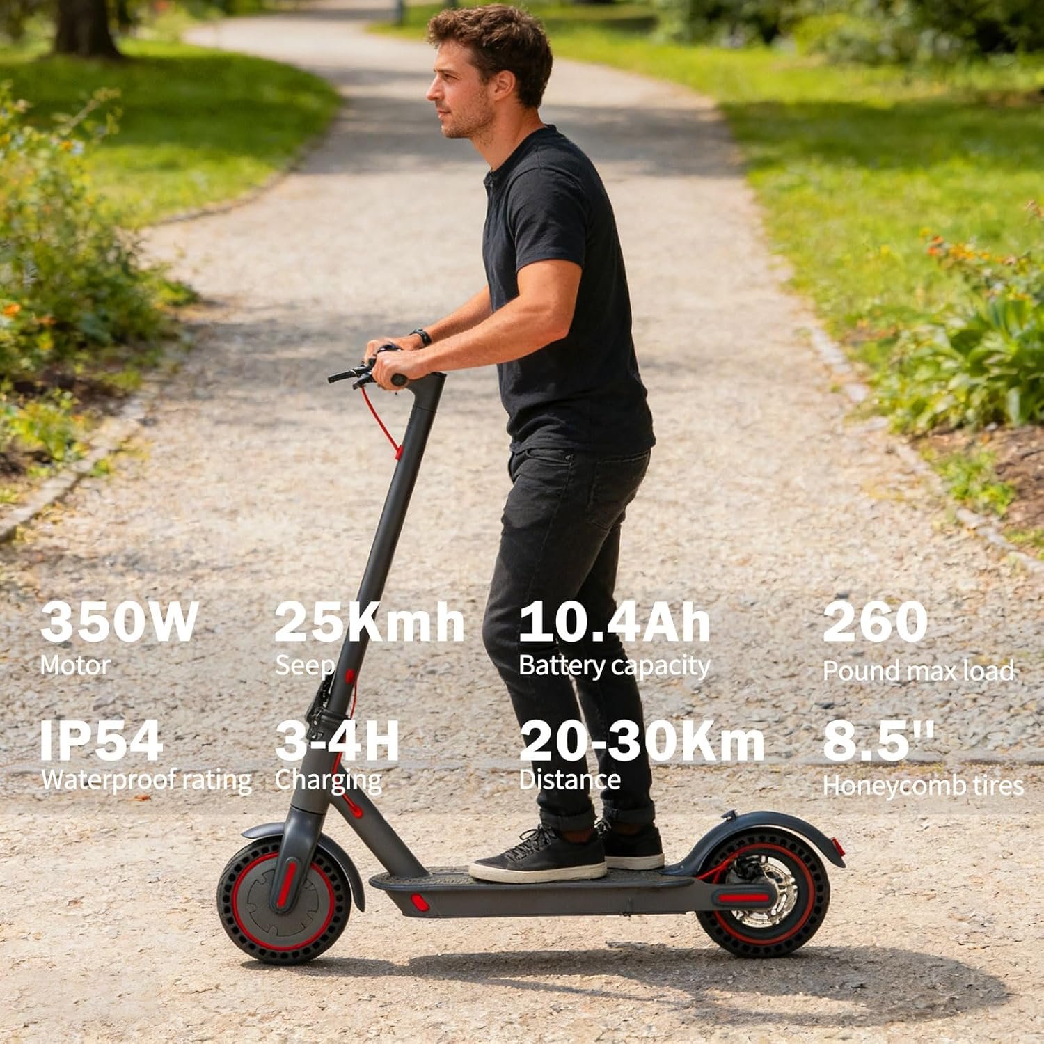 Electric Scooters Adult 8.5" /10" Solid Tires 20-30km Long Range,3 Speed Mode Fast Adult Electric Scooters with APP,ElectricScooter for Teens 120kg Load Folding Escooter Double Braking Scooters - Image 6