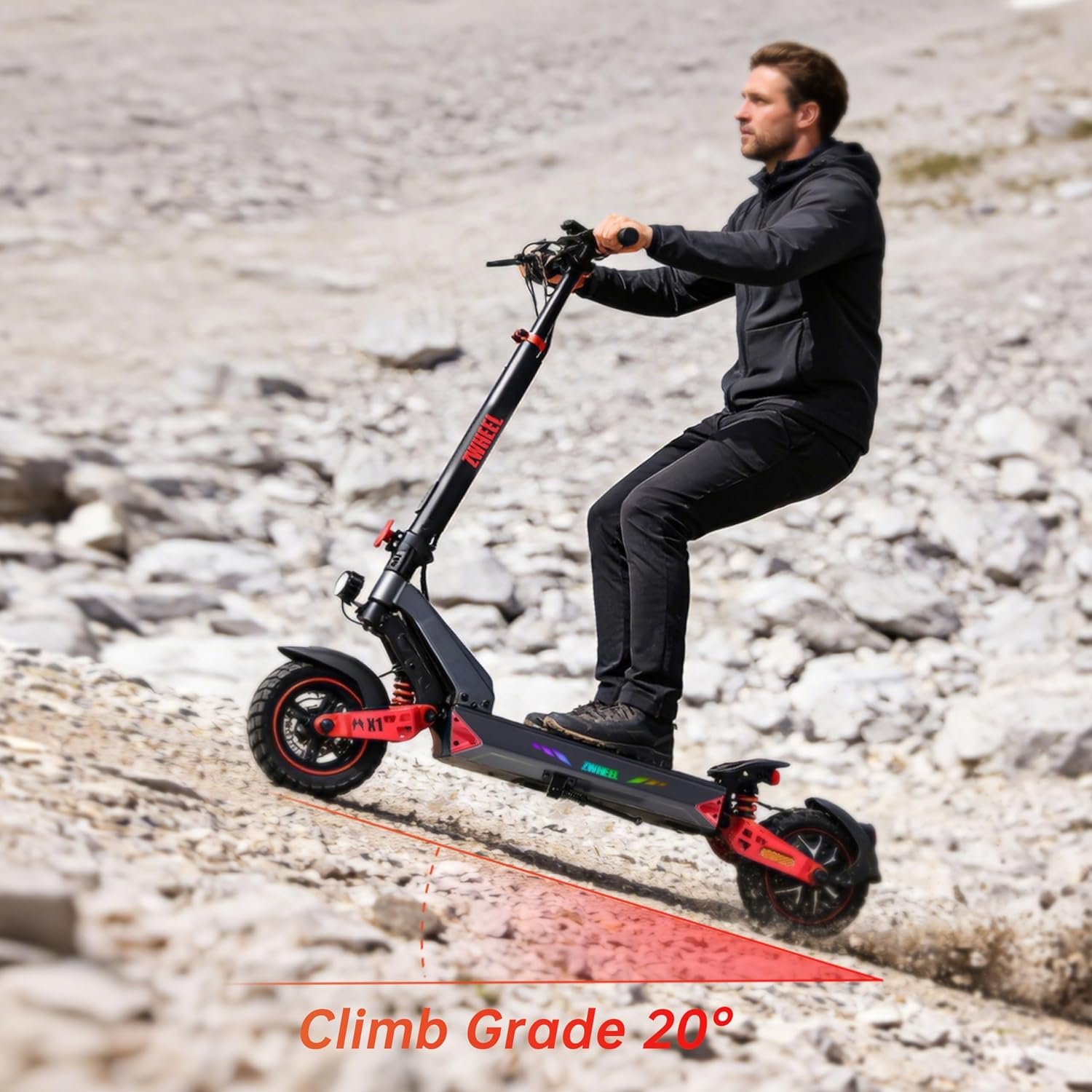 D3 Off Road Electric scooter for Adult - 10 Inches High-Speed Motor, 48V Smart BMS 80KM Long-Rang, Frong&Rear Suspension and Brake System, 150kg Max Load - Image 5