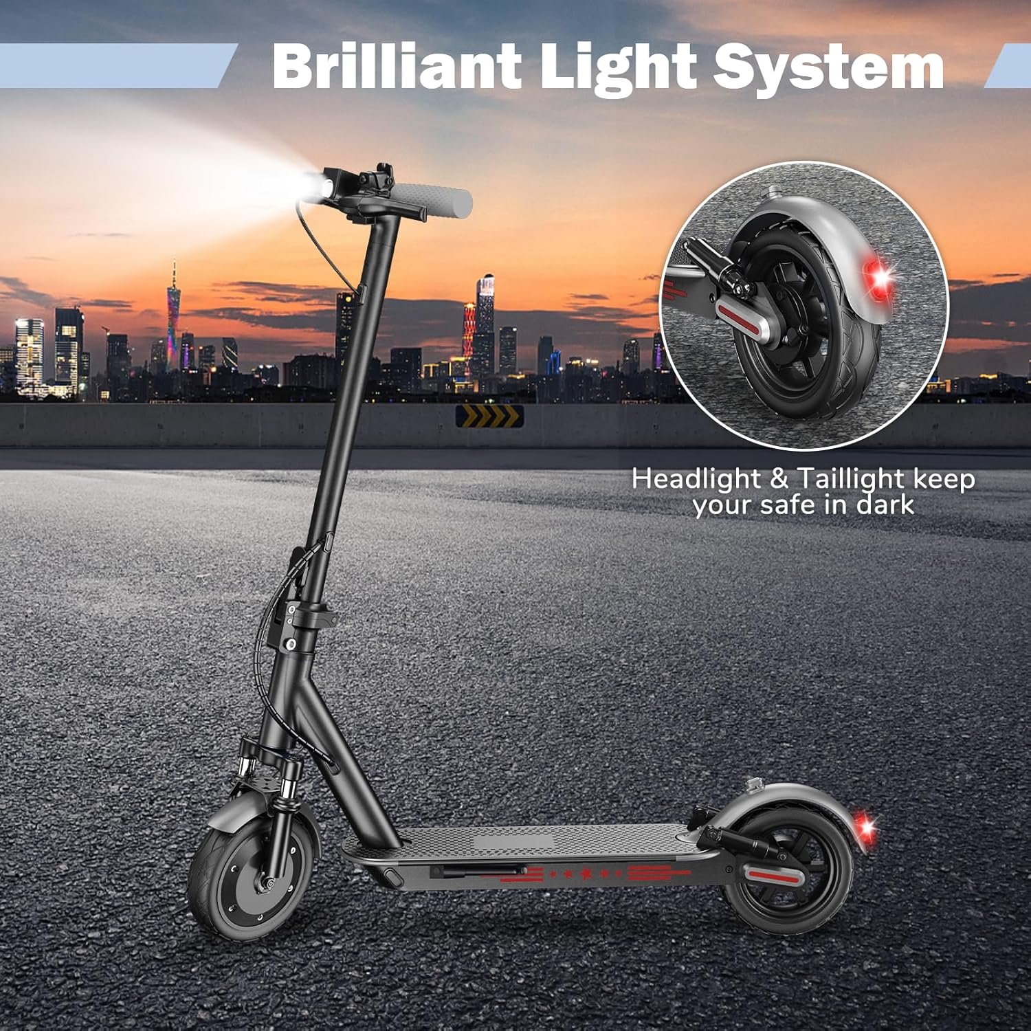 ApexSurge Electric Scooter for Adults,10" Solid Tires,350W Powerful Motor and Max 35/45KM Long Range,Top Speed 25KM/h,Dual Brake Stystem E Scooter, Lightweight and Foldable,APP Control,Max Load 120KG - Image 5