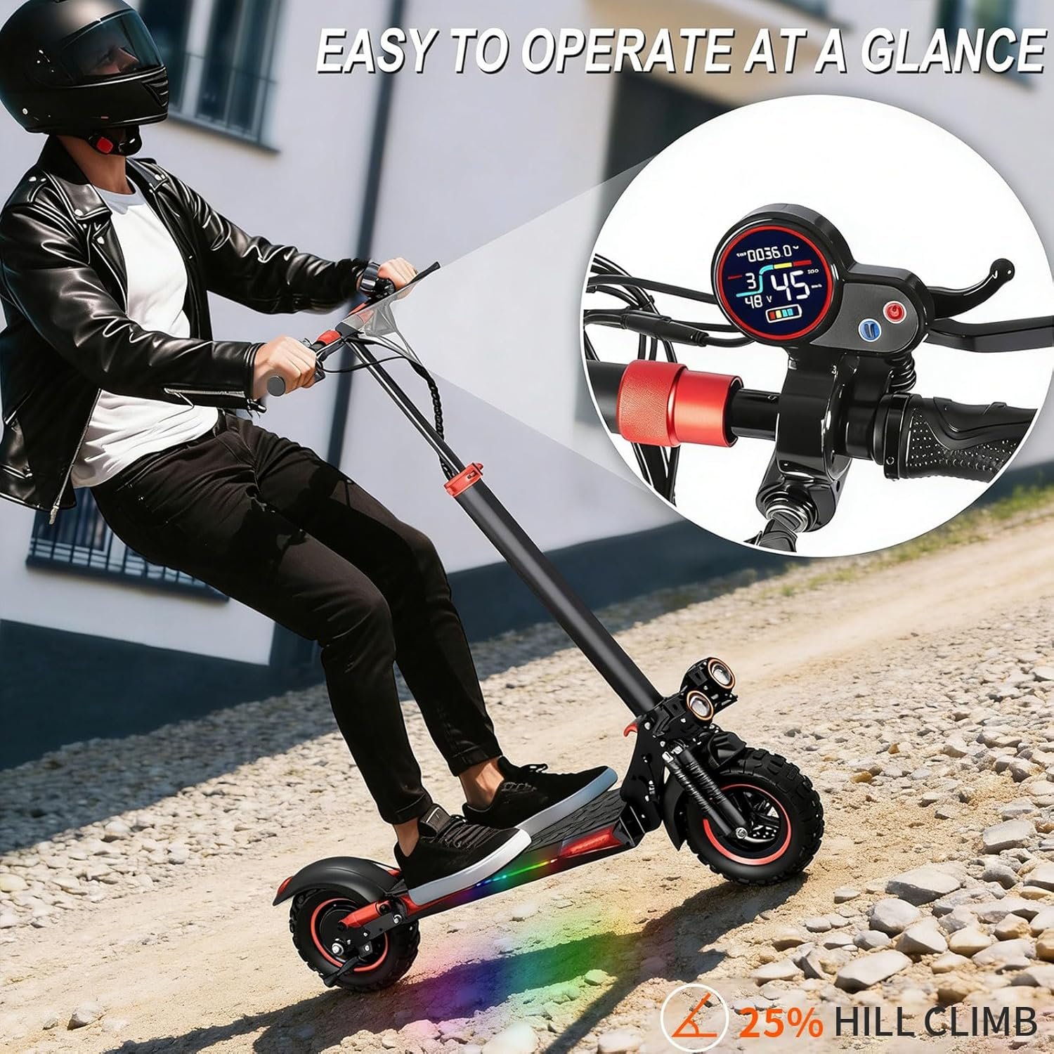 Electric Scooter,Electric Scooters Adult, 50-60 km Long Range, 48V 18Ah Battery, 10.5" All Terrain Off-Road E Scooter, Dual Suspension Dual Disc Brake Folding ElectricScooter 150 kg Load - Image 4