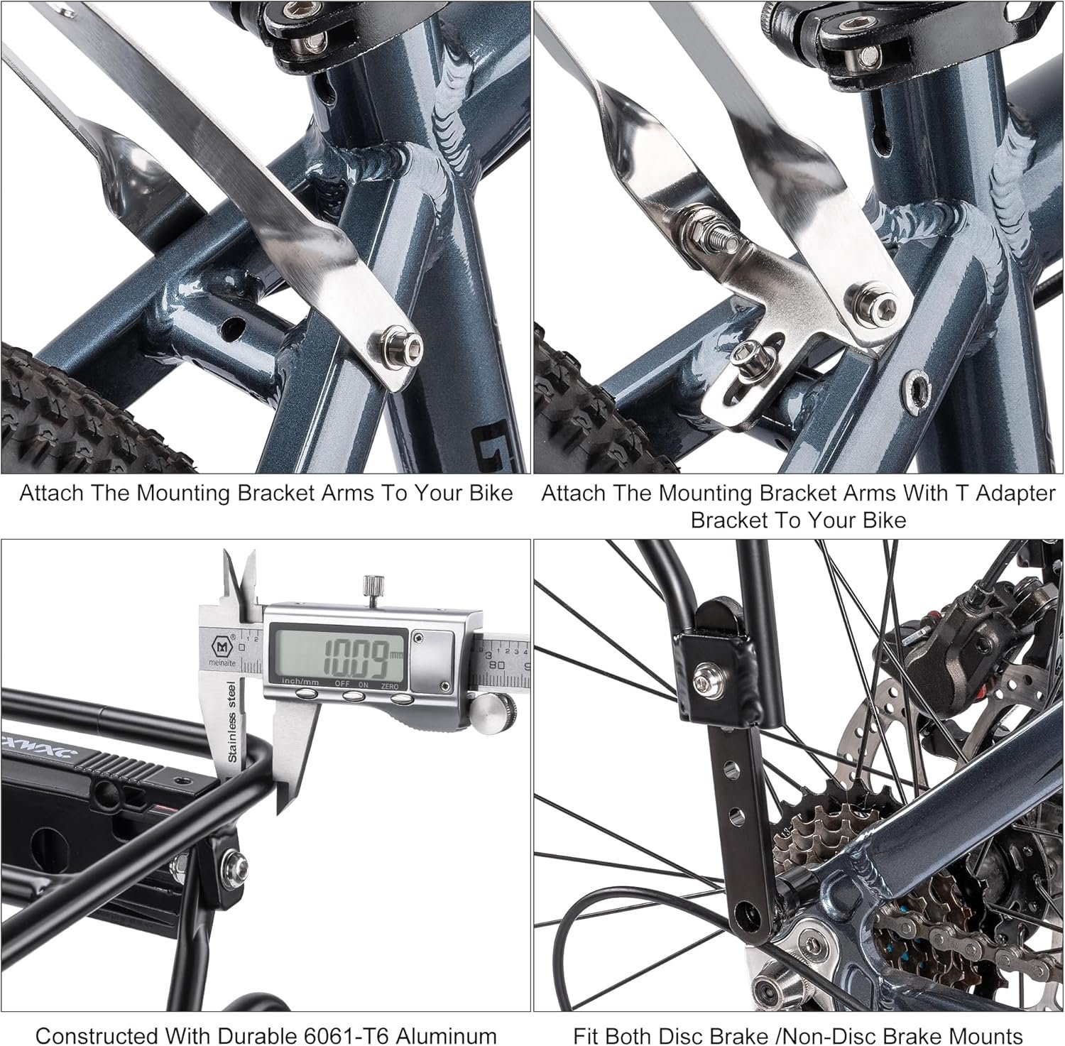 CXWXC Rear Bike Rack with Basket - Bike Cargo Rack for Disc Brake/Non-Disc Brake Mount - Bicycle Pannier Rack, Touring Carrier Rack fit 26”-29” and 700c - Image 6