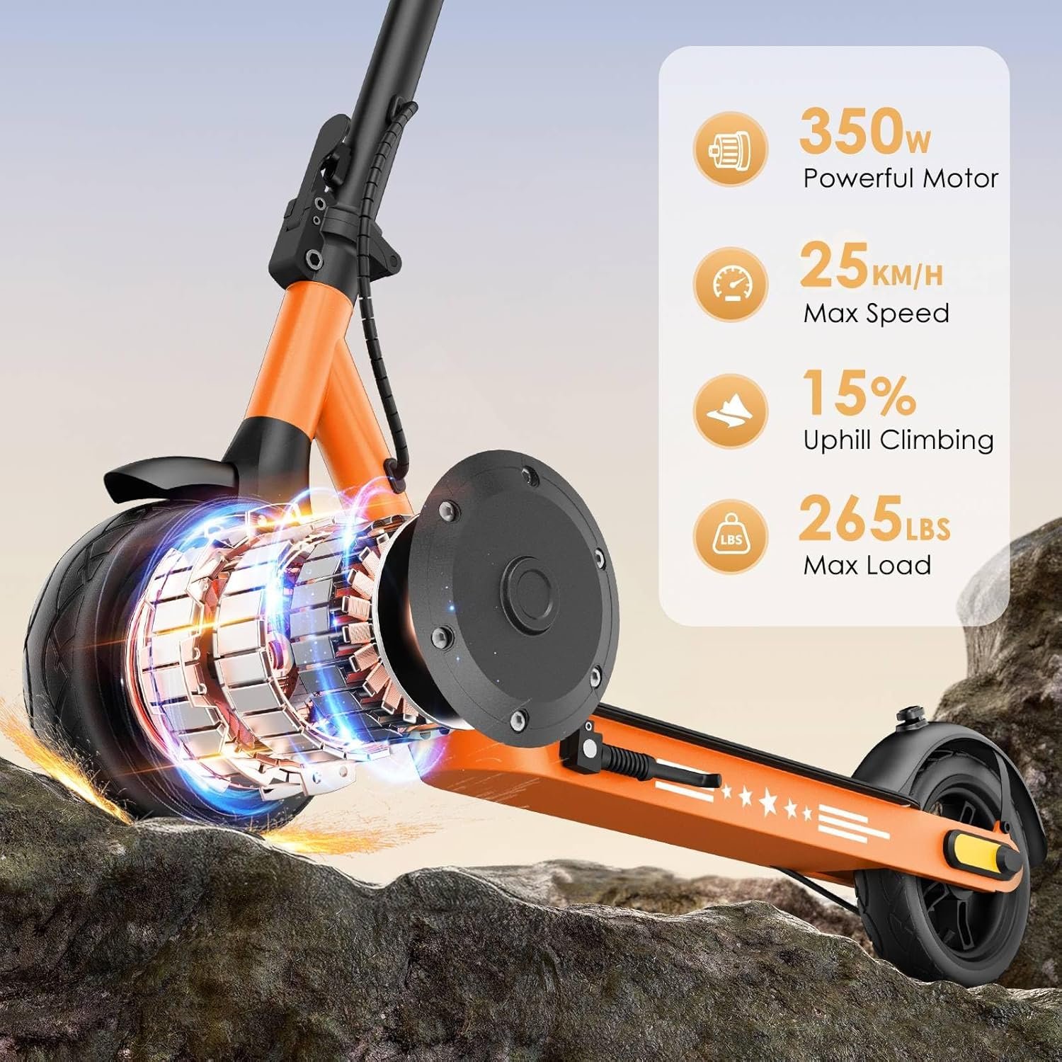 Electric Scooter for Adults,8.5”/10” Solid Tires,UP to 25KM/H,350W Powerful Motor,35/45KM Range with Braking System,Foldable Lightweight Electric Scooter,Max Load 120KG,App Control - Image 3