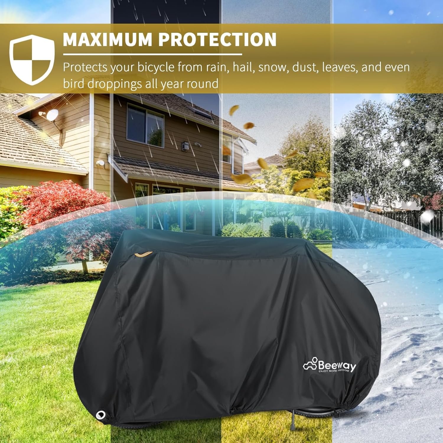 BEEWAY Bike Cover for 2 Bikes, Waterproof Bicycle Cover for Outside Storage - 210T Polyester with Pu Coating Bike Rain Cover for Mountain Road Bike 210x110x95cm - Image 7