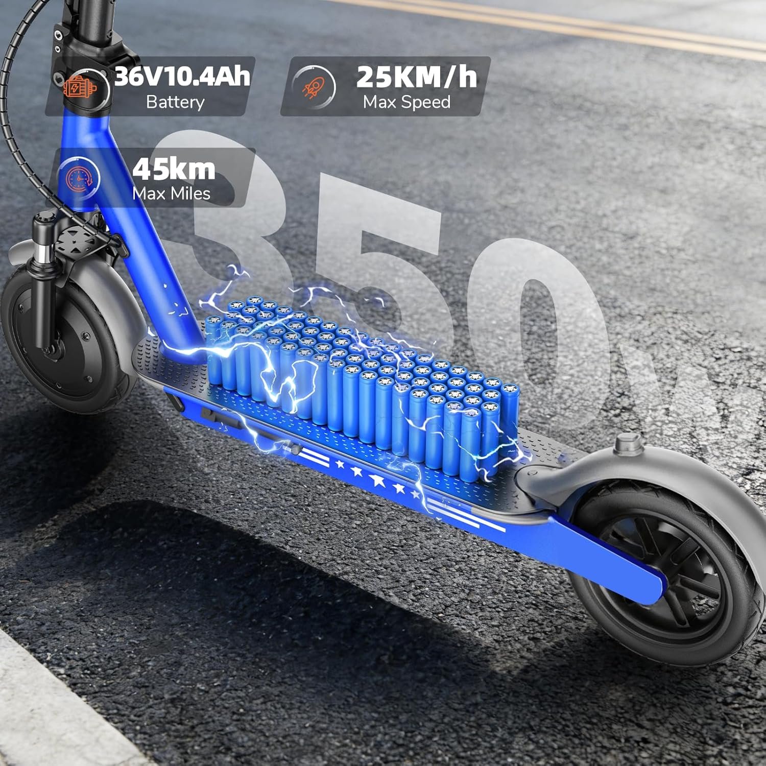 ApexSurge Electric Scooter for Adults,10" Solid Tires,350W Powerful Motor and Max 35/45KM Long Range,Top Speed 25KM/h,Dual Brake Stystem E Scooter, Lightweight and Foldable,APP Control,Max Load 120KG - Image 3