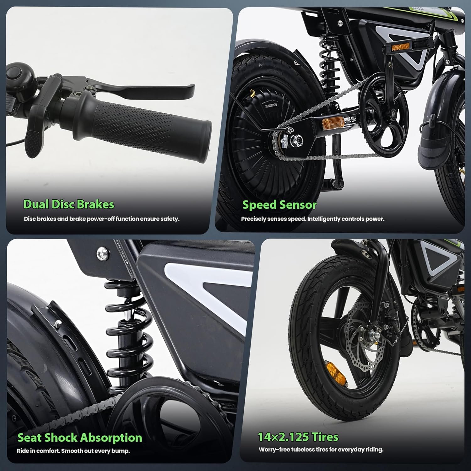 Finbike EB1S Electric Bike for Adults Teens, 14" Commuter E Bike with APP Control, 36V 12Ah Battery with Customisable LED Light, 50KM Range & 25KM/H Speed - Image 8