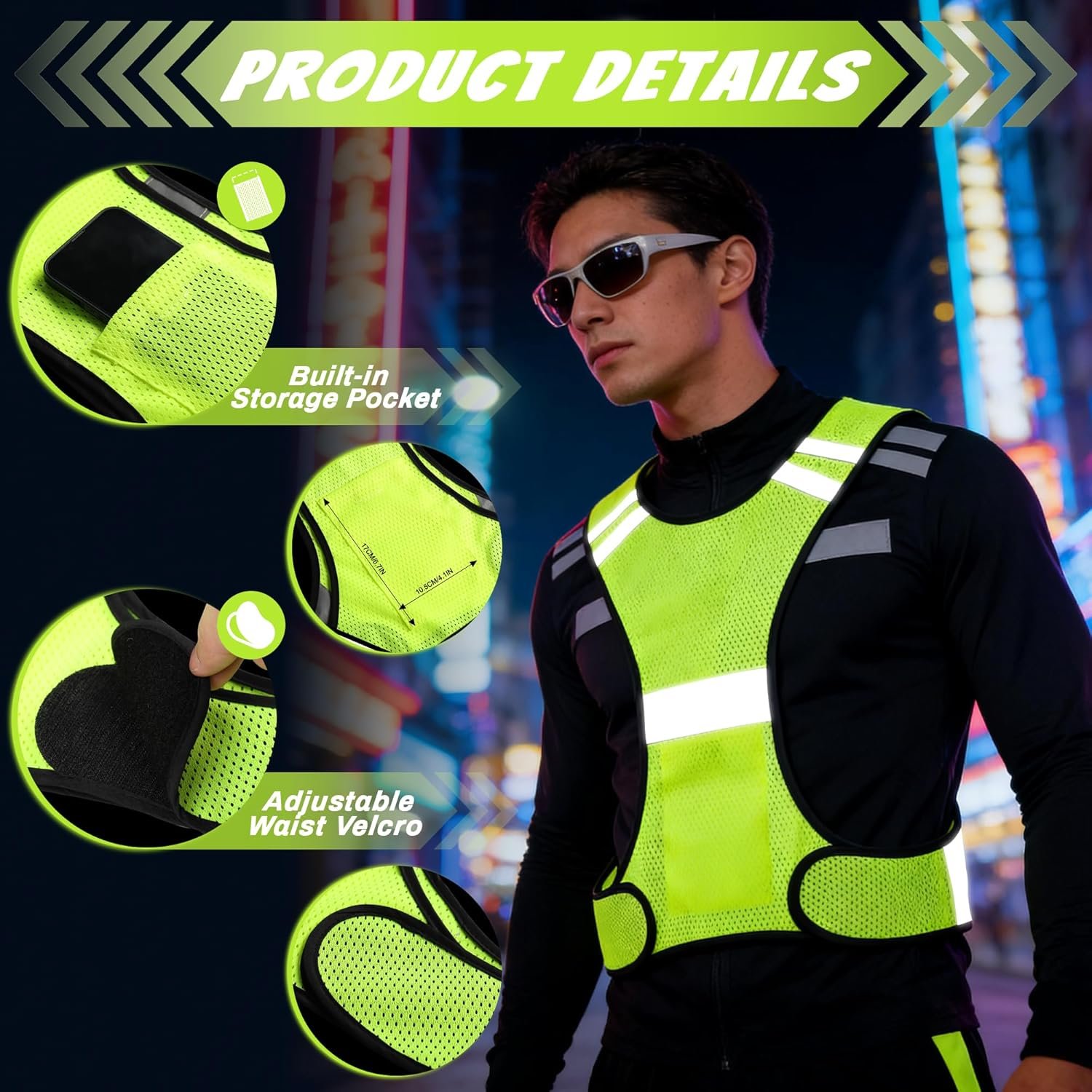 Uncle Paul Reflective Gears - Safety Vest High Visibility for Running Cycling Dog Walking Sports with Pocket for Adults Kids - Image 4
