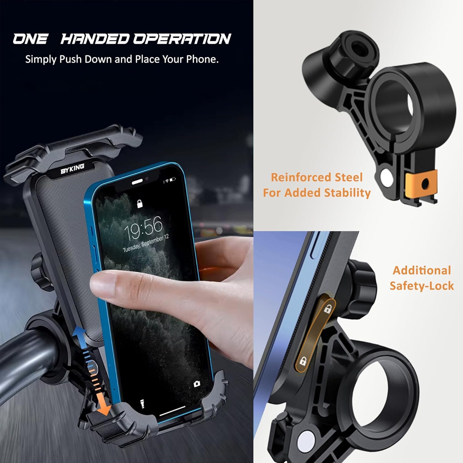 Byking Bike Phone Holder, For 4.7"-6.8" Smartphones Bicycle Phone Holder, Universal 360 Mountain Bike Phone Mount For Bicycle Handlebar, Phone bike Mount. - Image 5