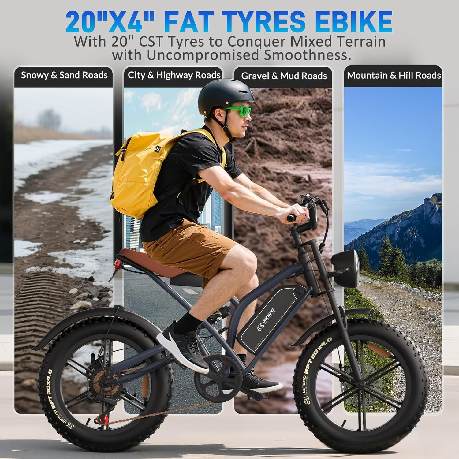 X50 20'' Fat Tyres Electric Bike for Adults, 48V 17Ah Removable Battery & 250W Motor, 7-speed Electric Bicycle with LCD Smart Display NFC Card and Brake Light, CE Off Road Ebike for Adults commuting - Image 5