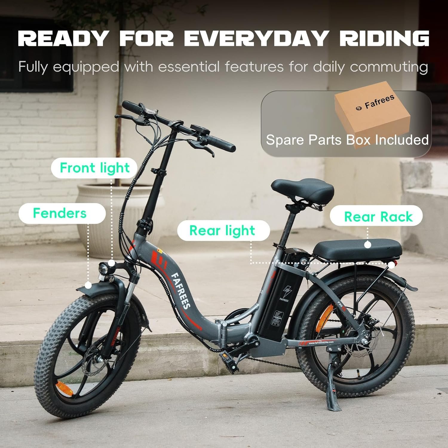 Fafrees F20 Electric Bike for Adults, 20 INCHES Folding E-Bike 250W, 36V 16AH/18AH Removable Battery, 7-Speed City Electric Bicycle - Image 9