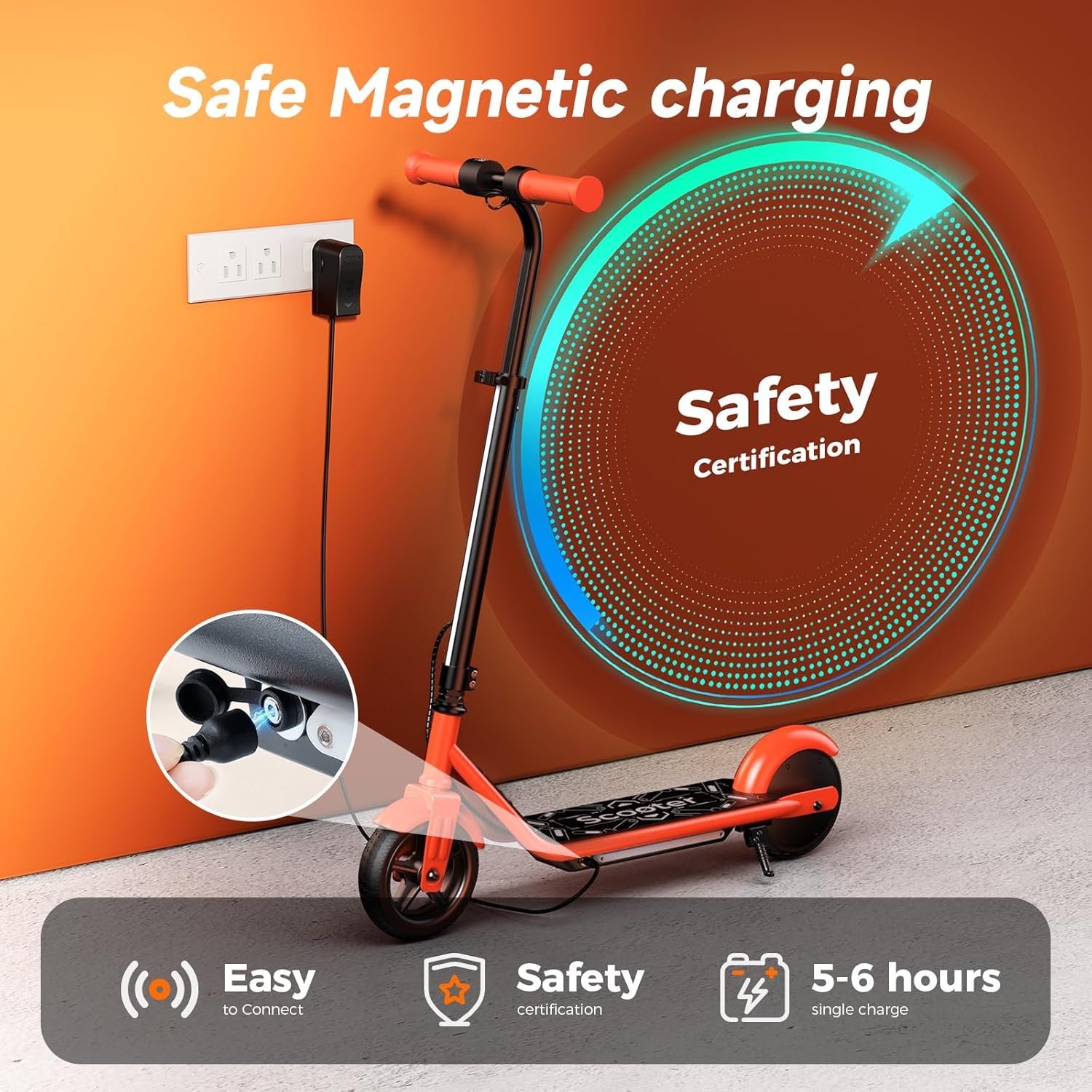 K2Pro Electric Scooter for Kids, 6" Lightweight E-Scooter for Ages 6-12, 150W Motor, Up to 16 KM/H, 10 KM Range, Adjustable Height and Colorful Lights, 3 Speed Modes - Image 4