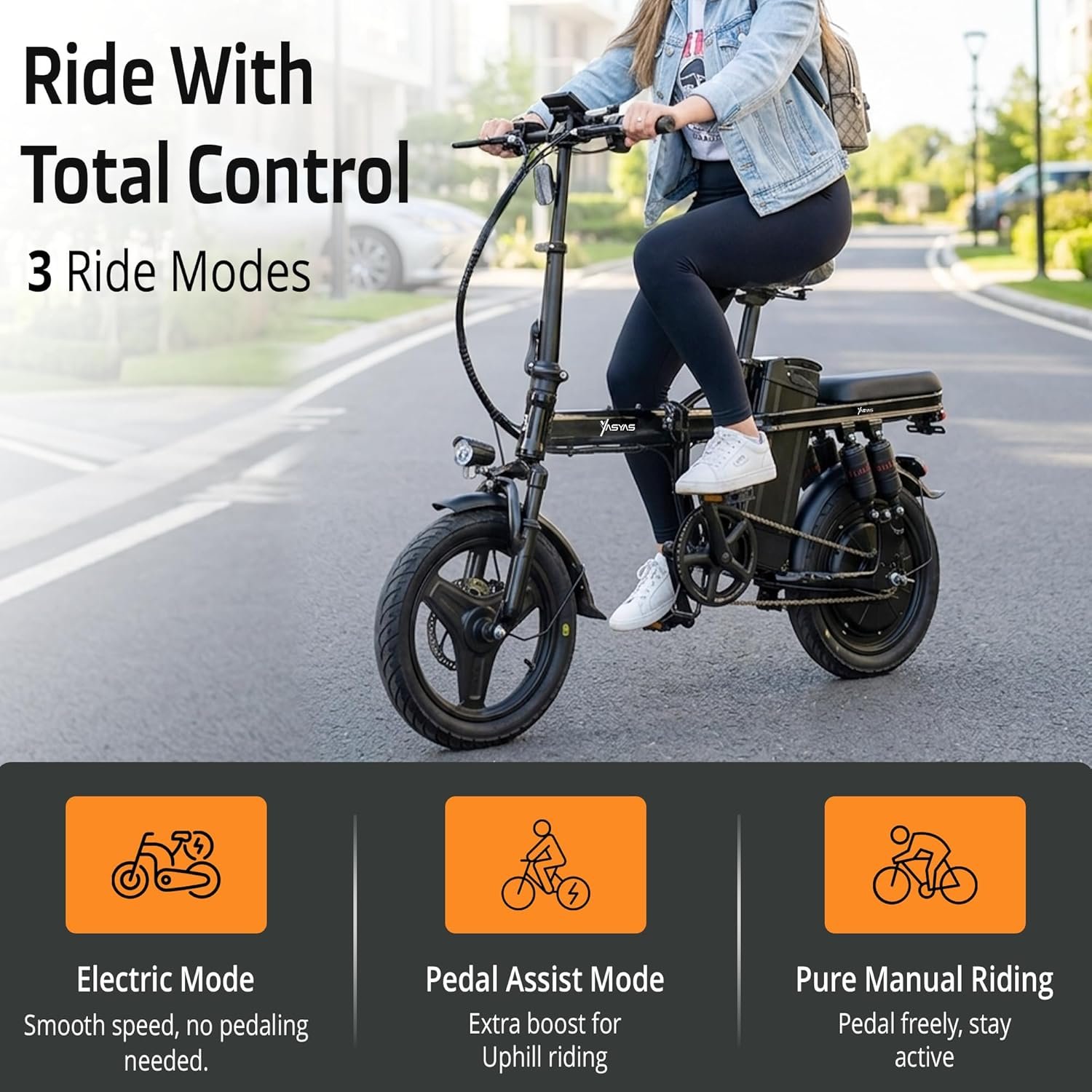 Folding Electric Bike for Adults, 14" Electric City Bike with 48V 12Ah Battery, Pedal Assist & Throttle, Dual Suspension, Disc Brakes, Anti-Theft Lock, Compact Commuter E-Bike – Little Beast X - Image 4