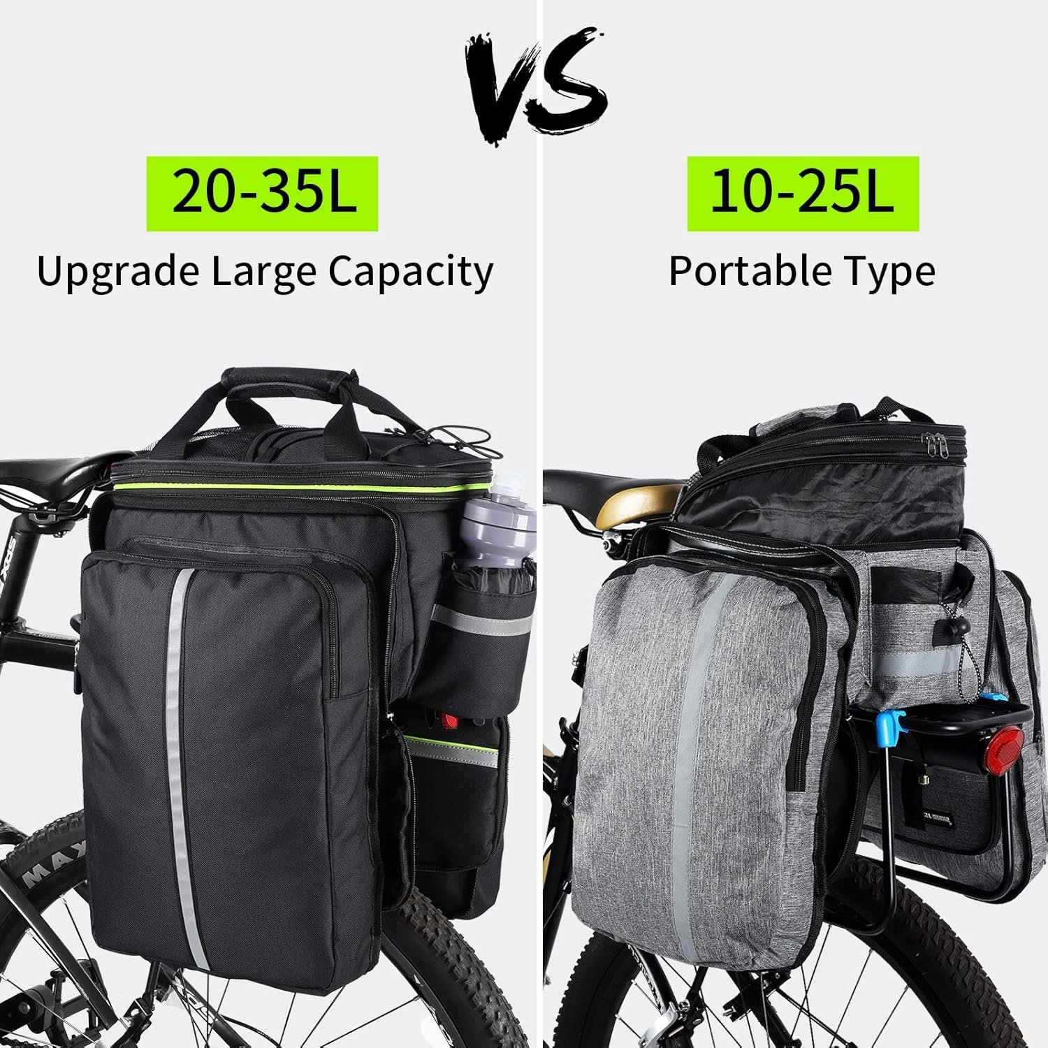 35L Bike Storage Bag Double Side Pannier Bags,Waterproof Cargo Rack Pack Saddle Bag Shoulder Bags with Rain Cover for Riding ,Multi-function Bicycle Rear Seat Trunk Panniers Pouch Cycling Accessories - Image 3