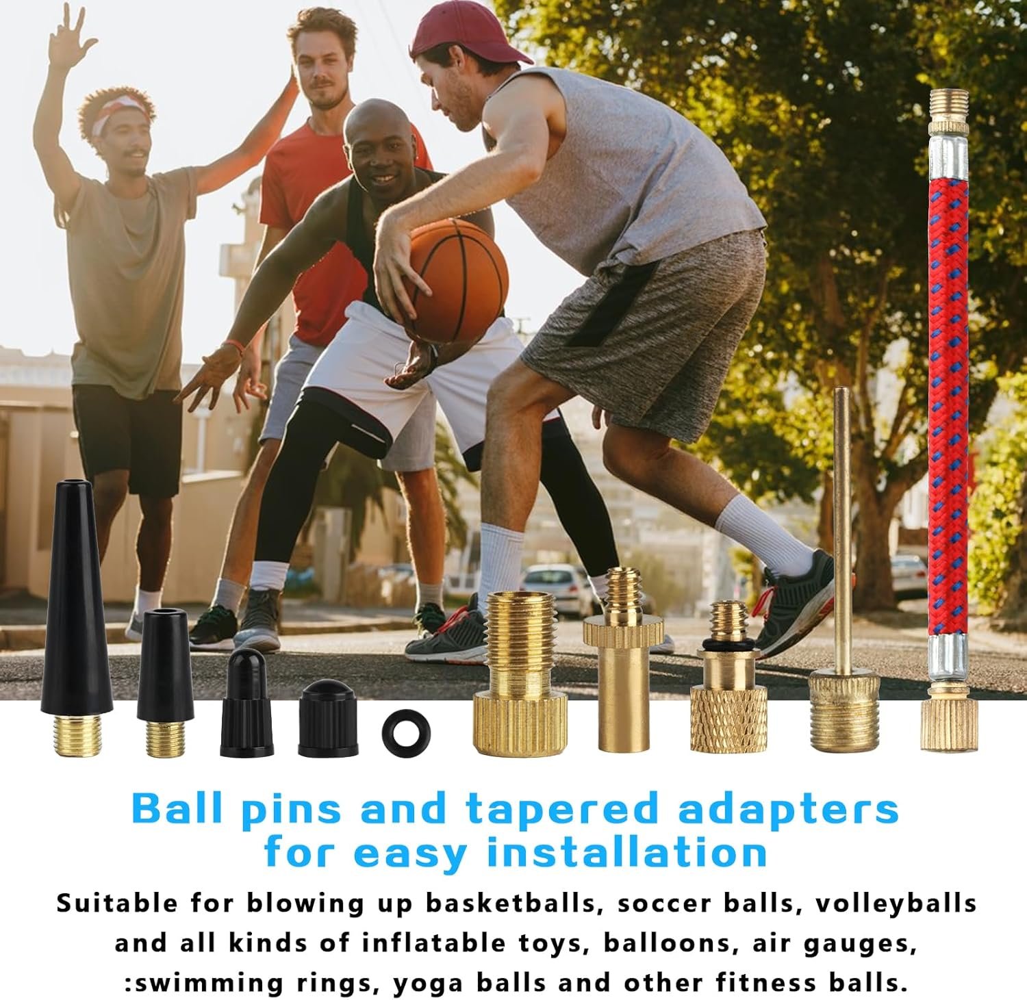 38 Pcs Bike Valve Adapter DV/AV/SV Set, Bike Pump Adaptor Set, Bicycle Valve Adapter Bike Pump Valve Adapter Set, Bicycle Pump Adapter for Presta Schrader Valve, with Ball Pump Needle, Caps - Image 6