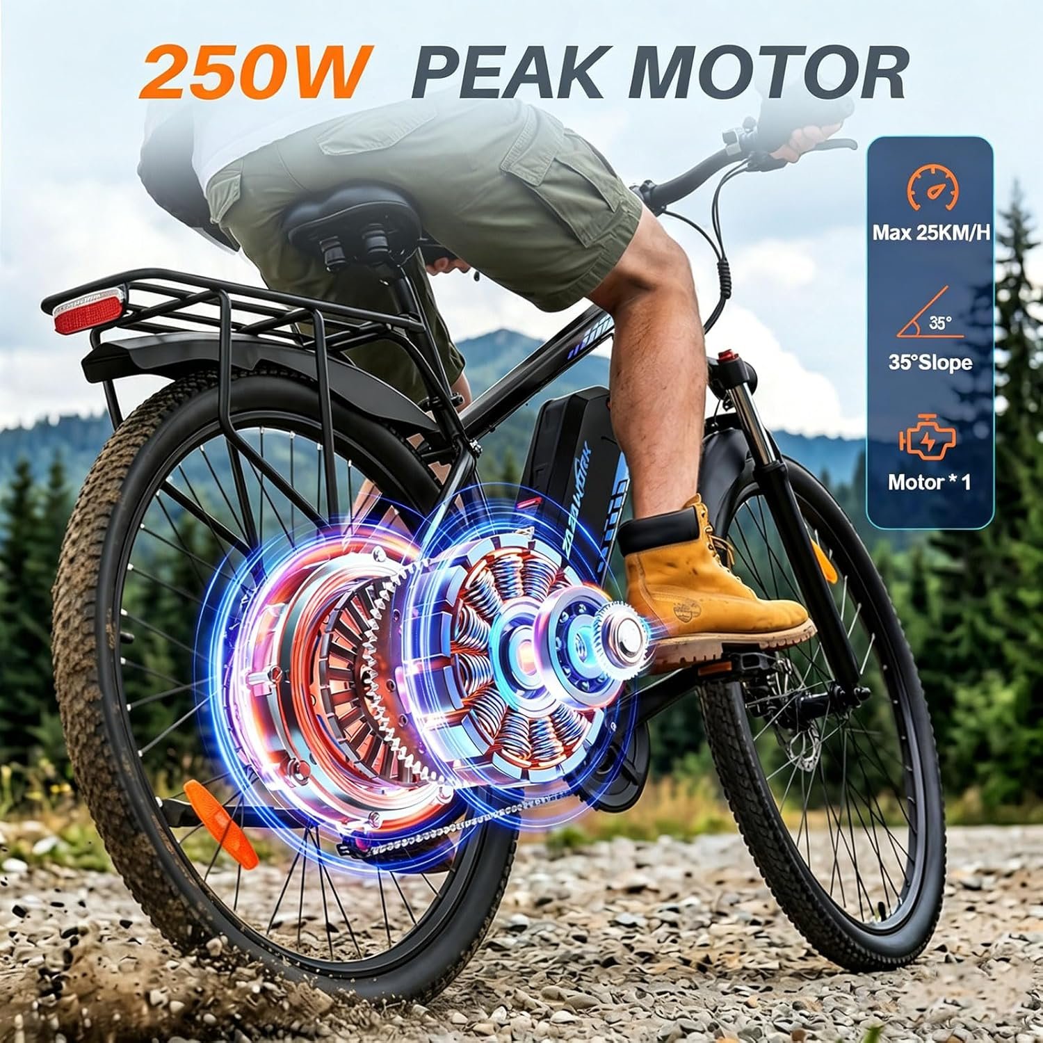 TIGUOWISH Electric Bike for Adults, 29" Commuter & Mountain E-Bike 48V 18.6AH Battery, 21-Speed Gears & Adjustable Fork, 100-120km Range, UK Legal 25km/h, Disc Brake, Max Load 130kg - Image 2