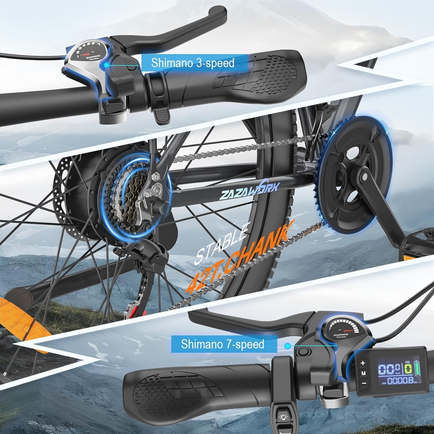 TIGUOWISH Electric Bike for Adults, 29" Commuter & Mountain E-Bike 48V 18.6AH Battery, 21-Speed Gears & Adjustable Fork, 100-120km Range, UK Legal 25km/h, Disc Brake, Max Load 130kg - Image 4