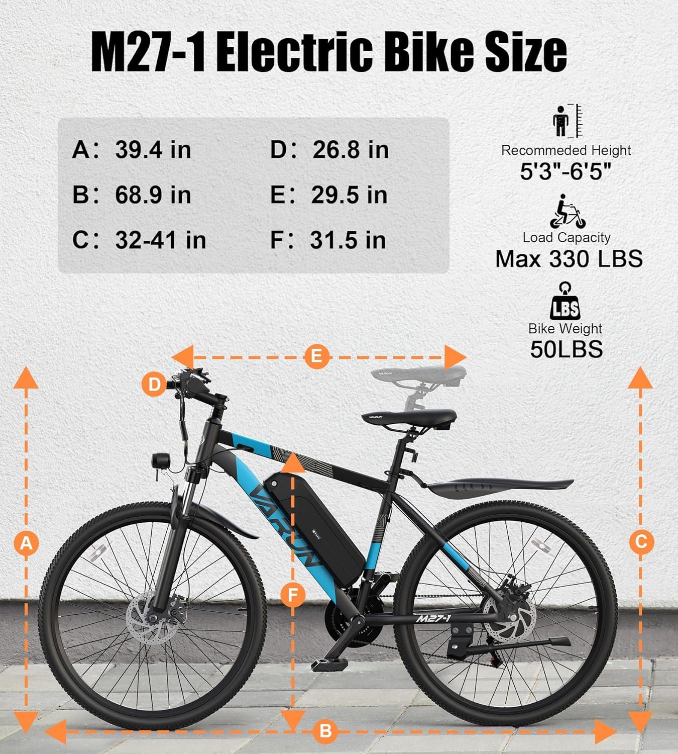 VARUN Electric Bikes for Adults, 27.5" Electric Mountain Bike with 48V 624Wh Battery, 55Nm 250W Motor, LCD Display, 4 Riding Mode, M27-1 E-Bike with 21 Speed Gear, Mileage up to 100KM - Image 7